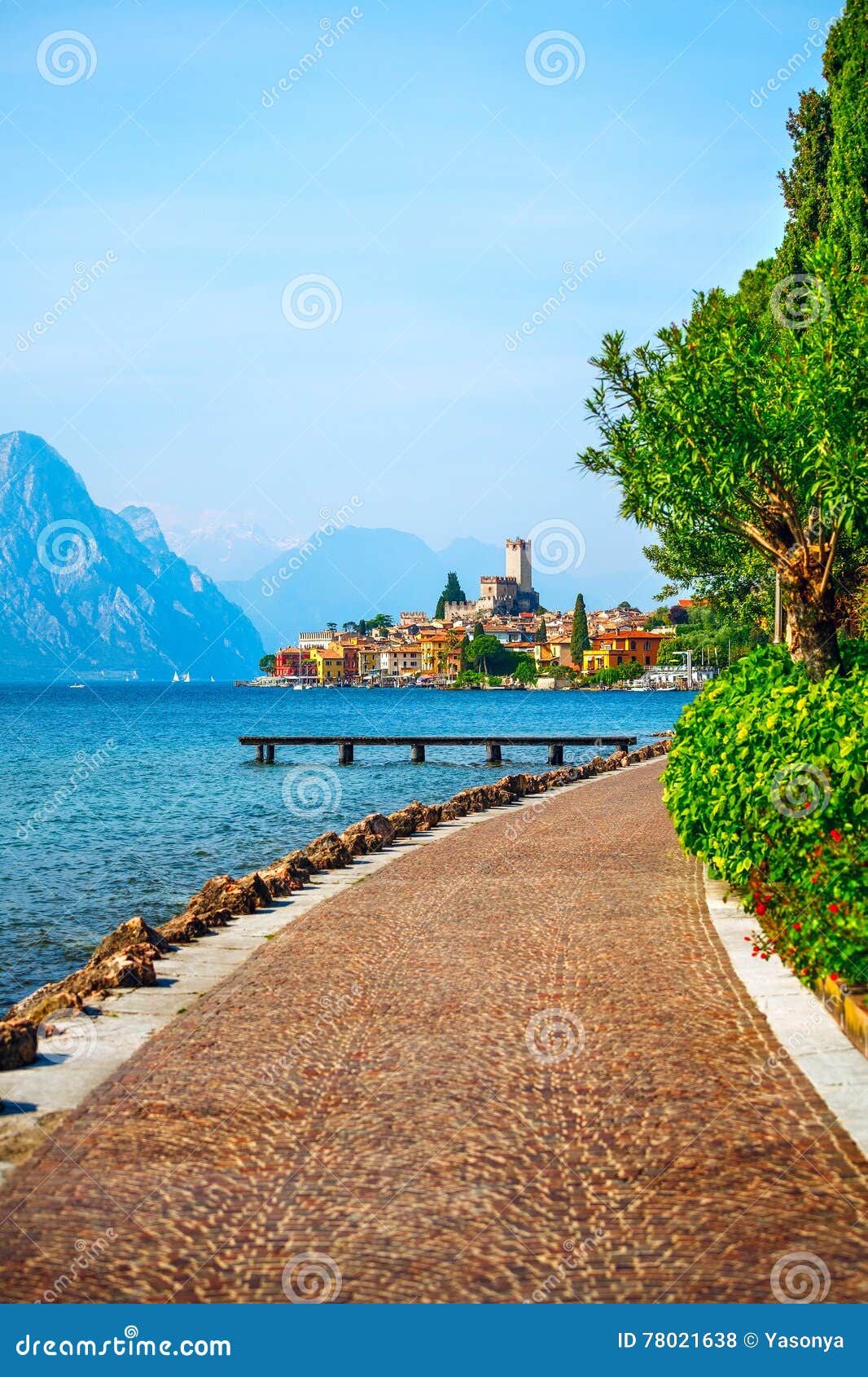 picturesque view to old town malcesine garda