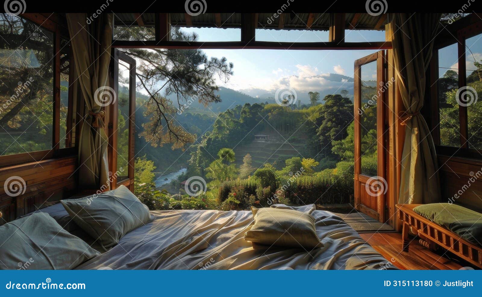 the picturesque view from your window showcases the unspoiled beauty of nature allowing for a deep and restful sleep. 2d