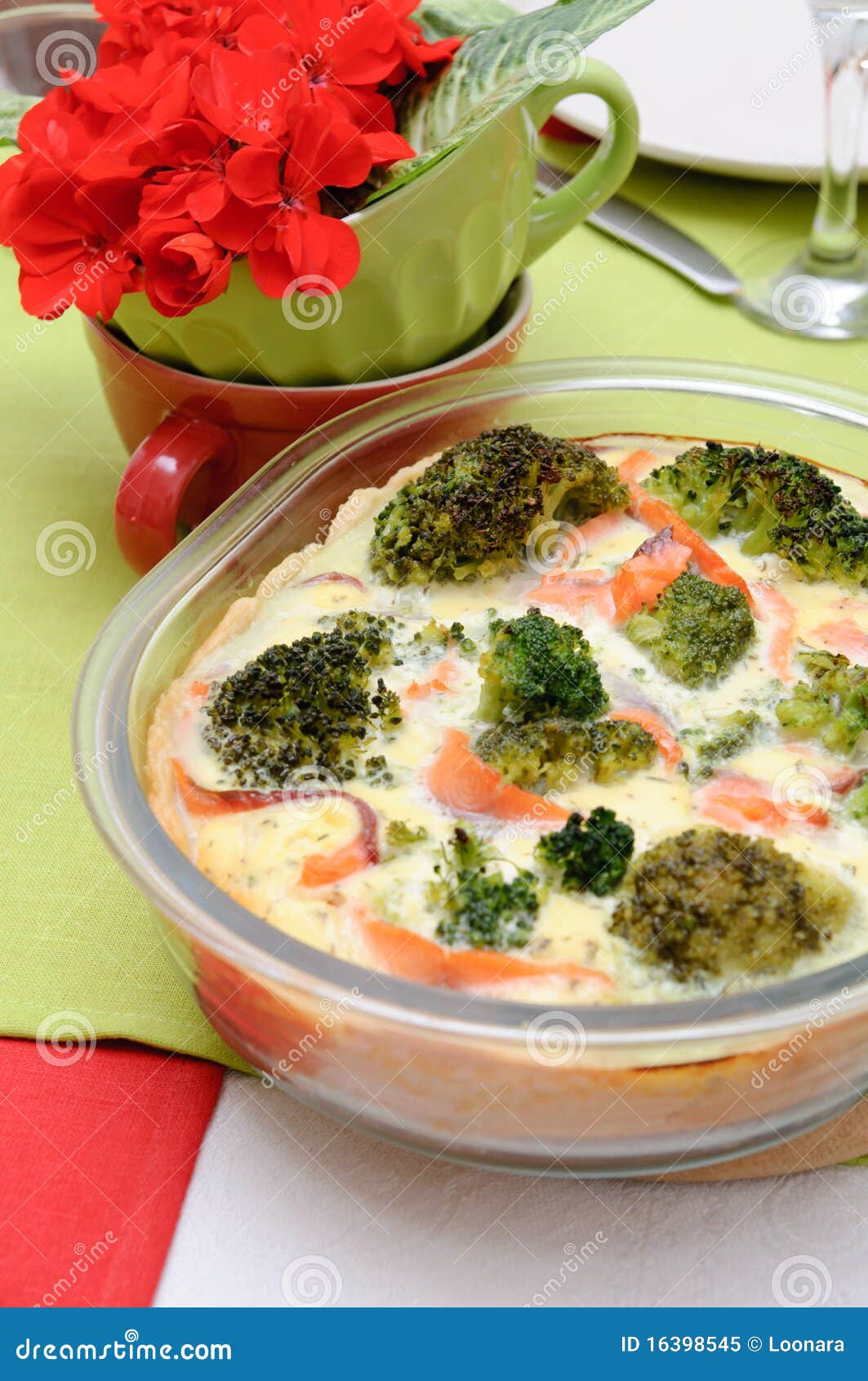 Pie with Broccoli and Red Fish Stock Image Image of freshness, meal