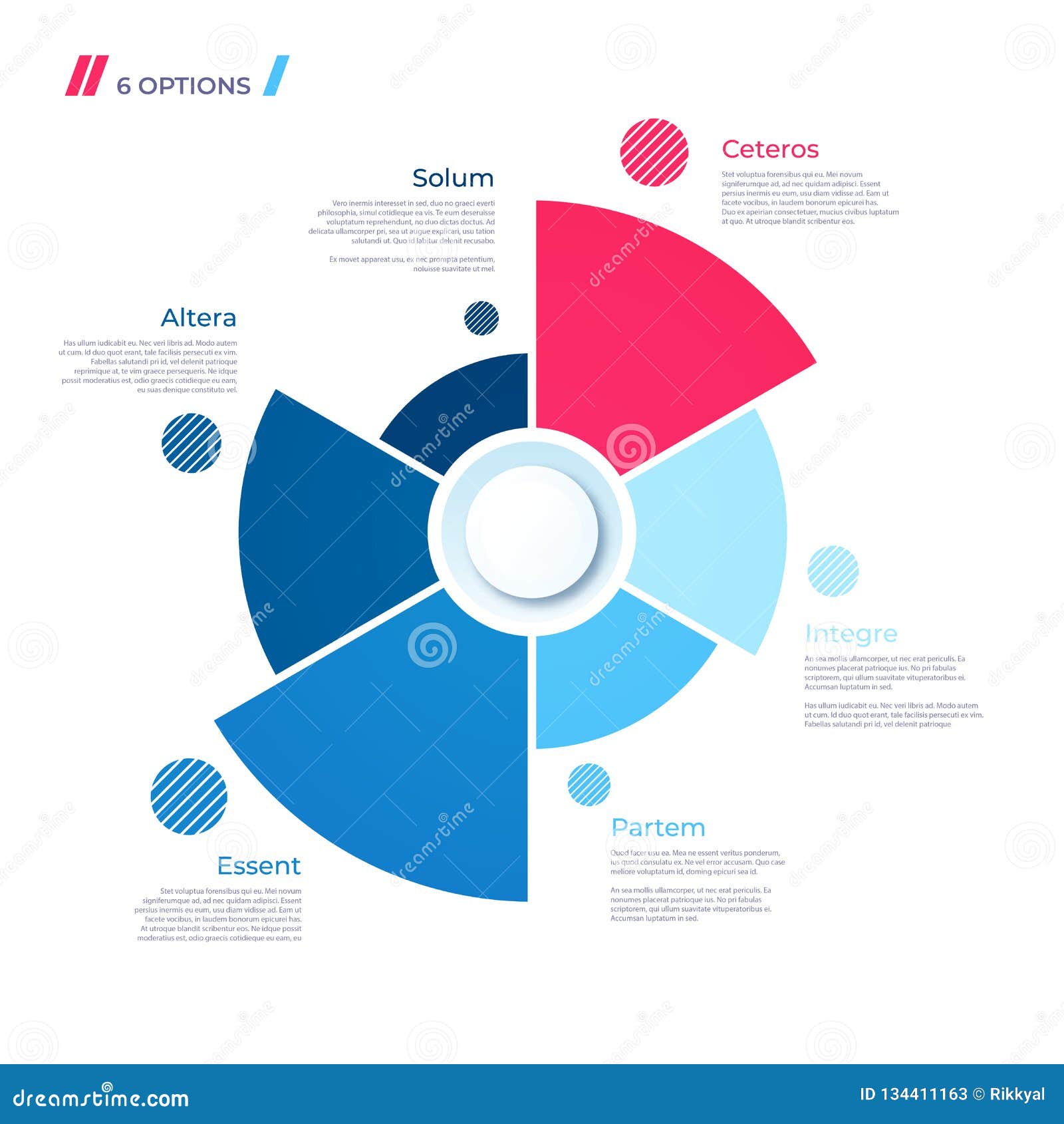 6 Piece Pie Chart Template