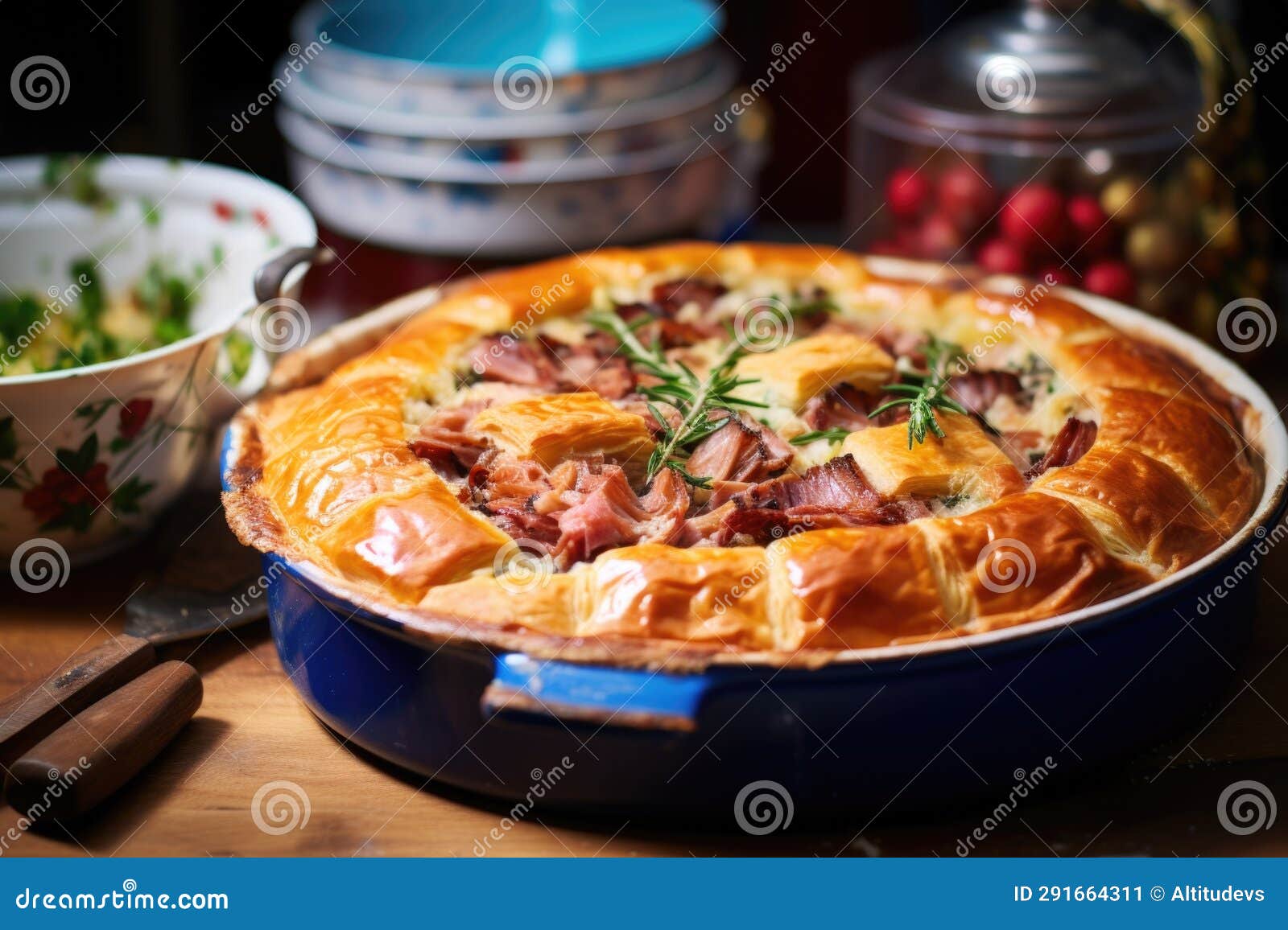 A Pie Dish Filled with Leftover Boxing Day Meats Stock Image Image of