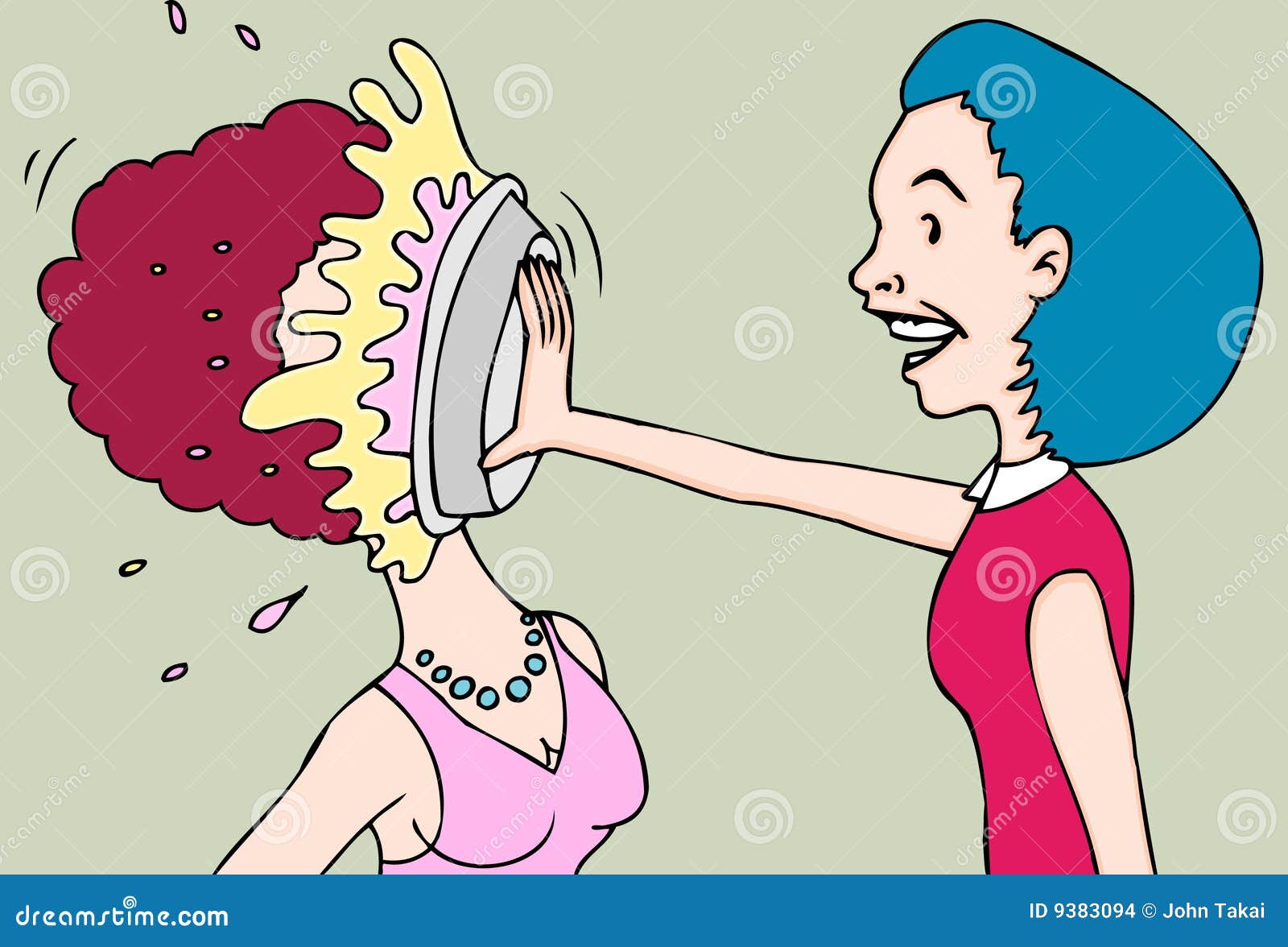Pie Fighting Women stock vector. Image of surprise, funny 9383094