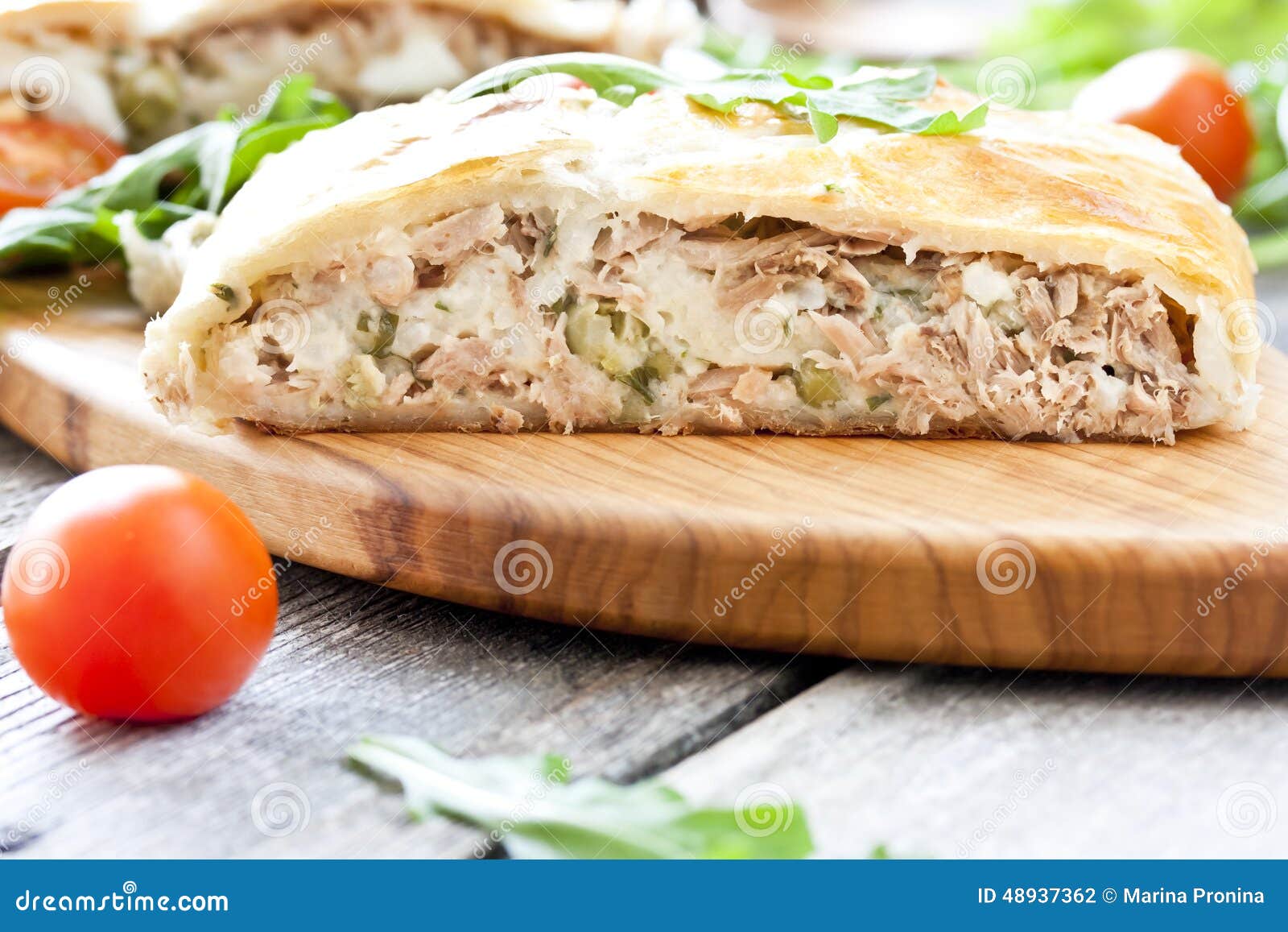 Pie of Puff Pastry with Tuna, Rice and Egg Stock Photo Image of