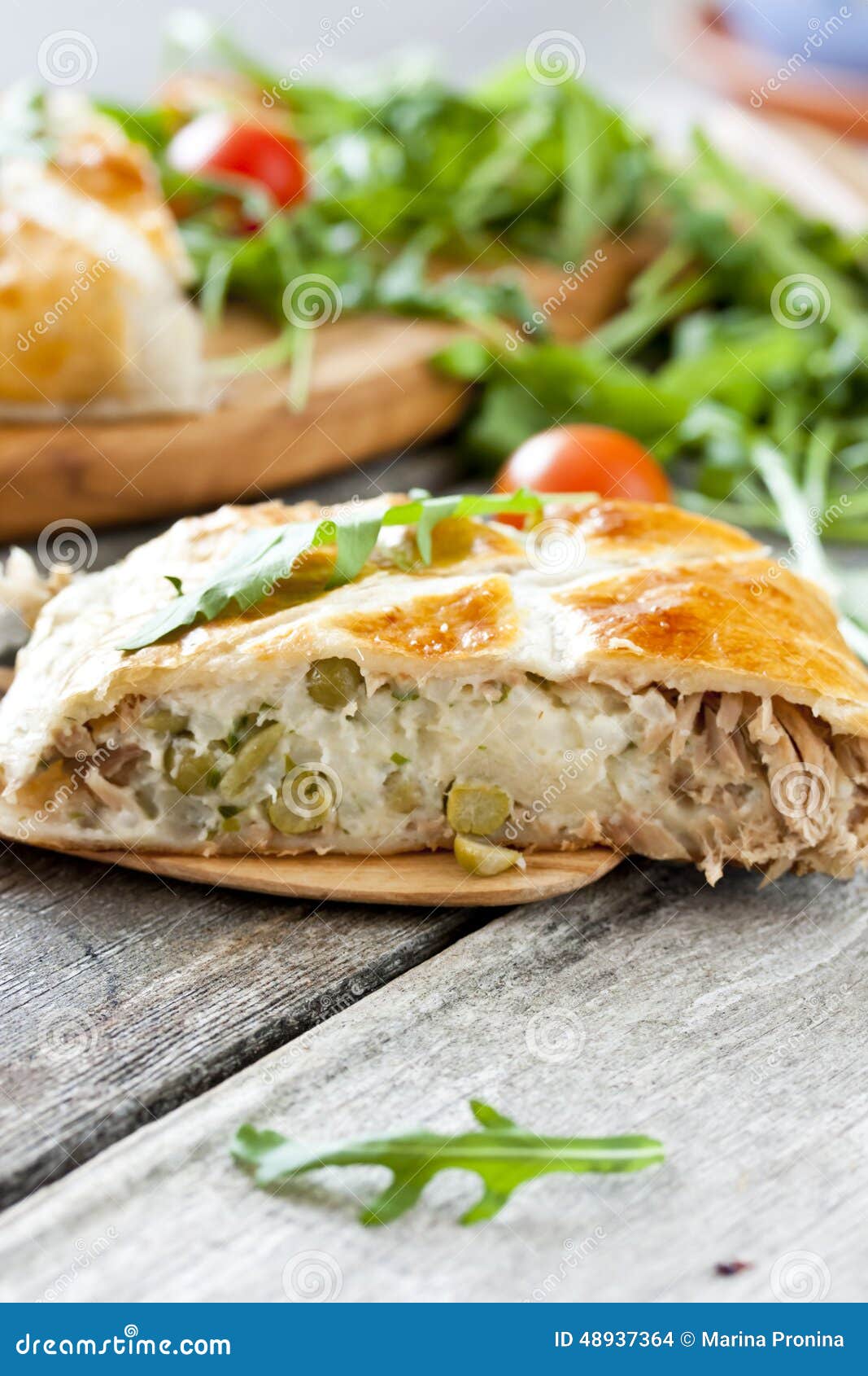 Pie of Puff Pastry with Tuna, Rice and Egg Stock Photo Image of fish