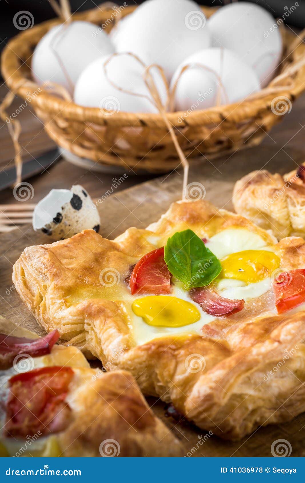 Pie of Quail Eggs with Tomato Stock Photo Image of healthy, baked