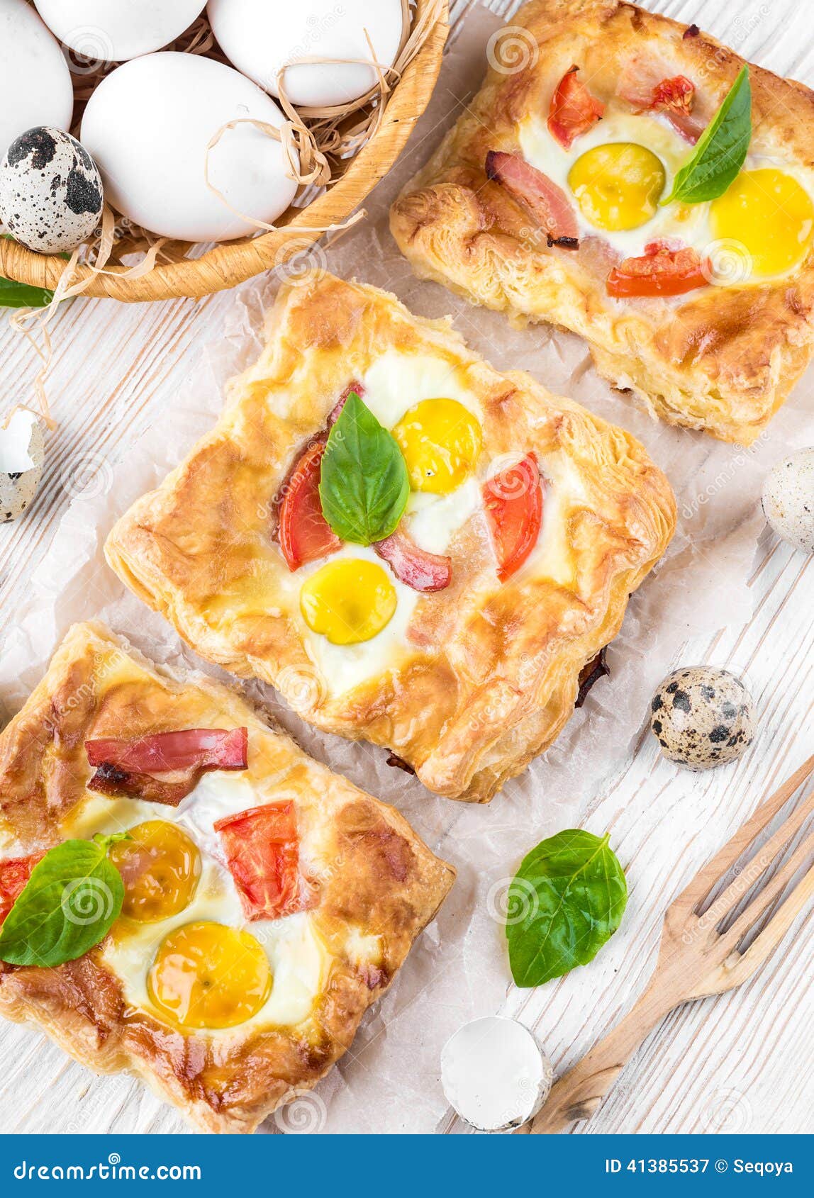 Pie of Quail Eggs with Tomato Stock Image Image of white, bread 41385537