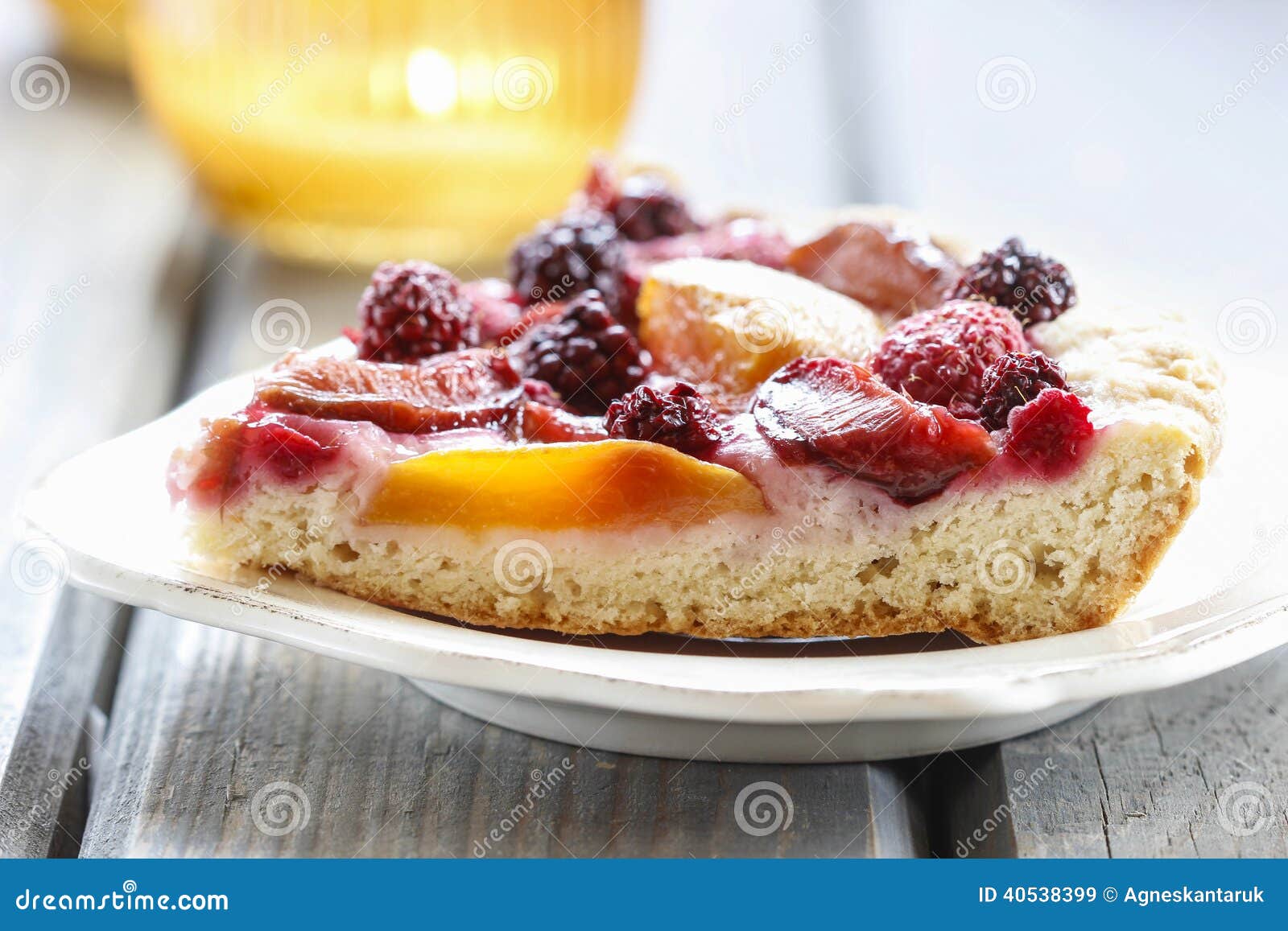 Piece of Blueberry, Peach and Plum Cake Stock Image Image of berry