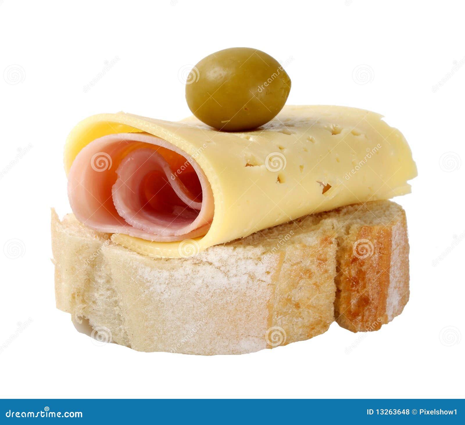 Piece of Bread with Jam, Cheese and Olive Stock Photo Image of italy