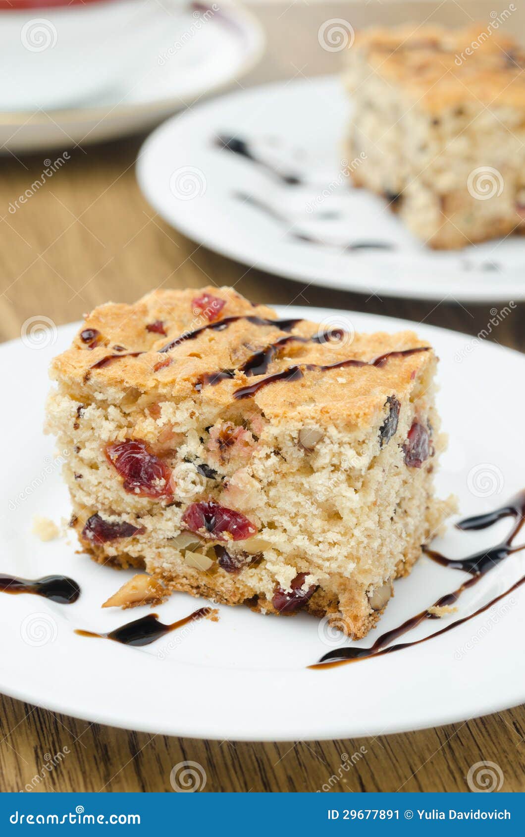 Piece of Cake with Dried Cranberries and Nuts Stock Image Image of