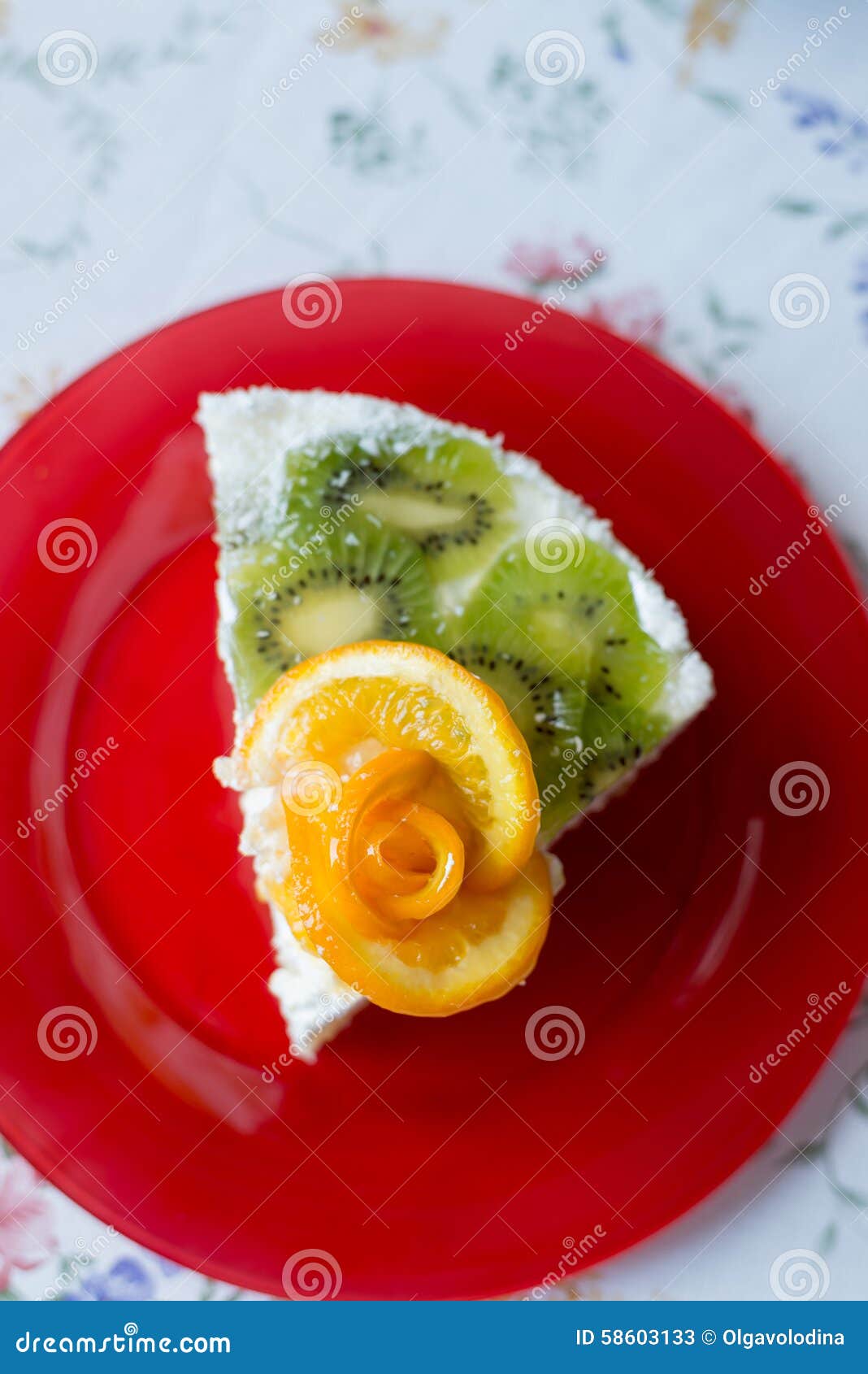 Piece of Cake with Yogurt and Fruit Stock Image Image of decoration