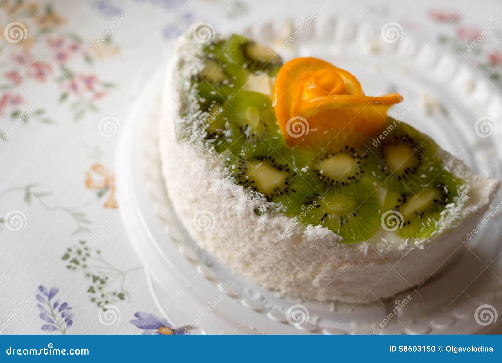 Piece of Cake with Yogurt and Fruit Stock Photo Image of indulgence