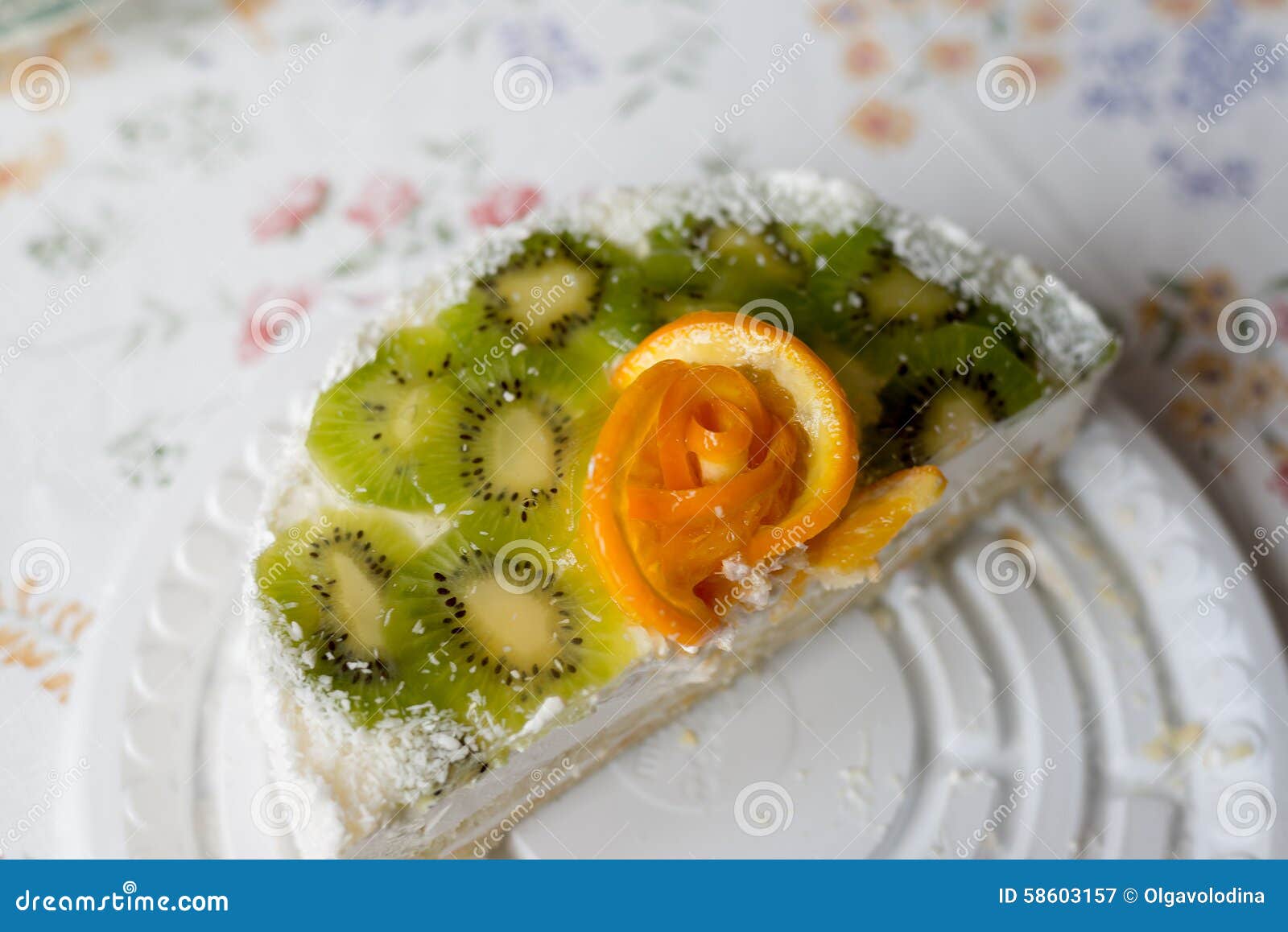 Piece of Cake with Yogurt and Fruit Stock Image Image of orange