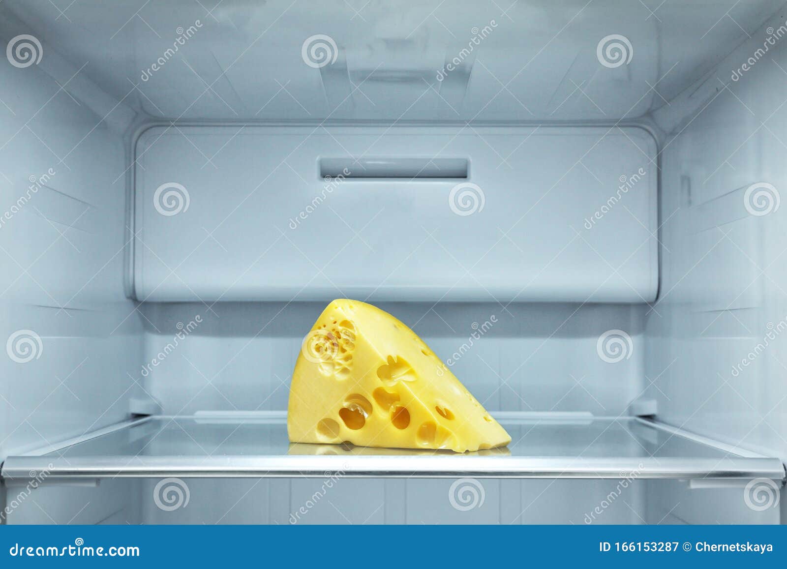 Piece of Cheese on Shelf in Refrigerator Stock Image Image of color