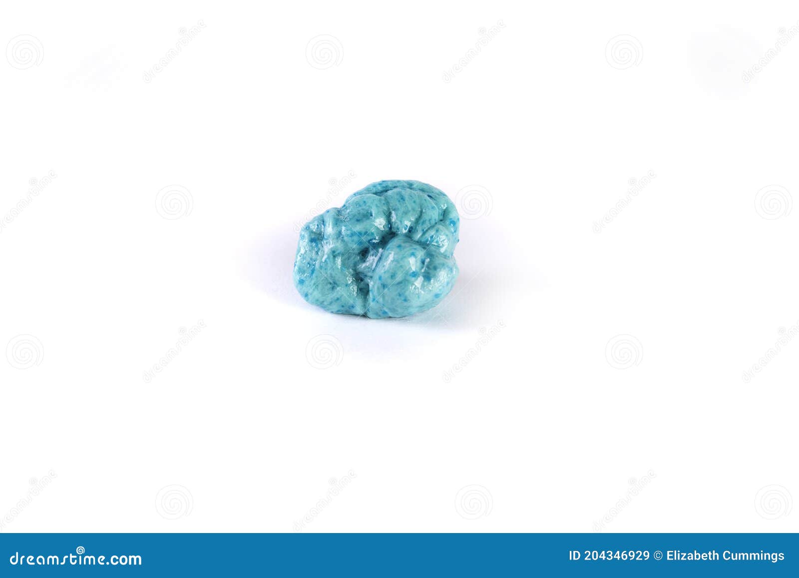 Piece of Chewed Blue Bubble Gum Isolated Over White Stock Image Image