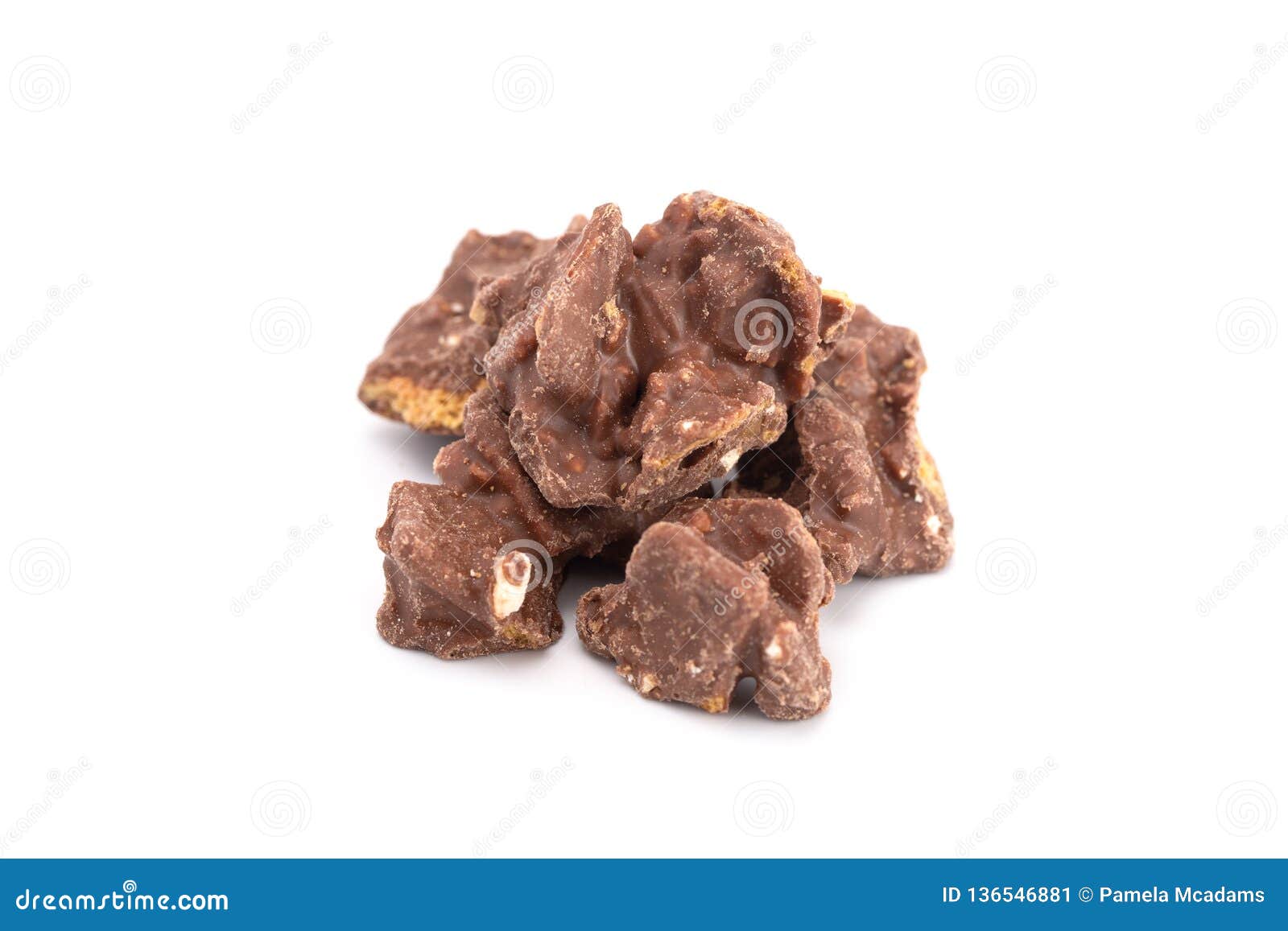 Piece of Chocolate Covered Cereal on a White Background Stock Image Image of cereal, coated