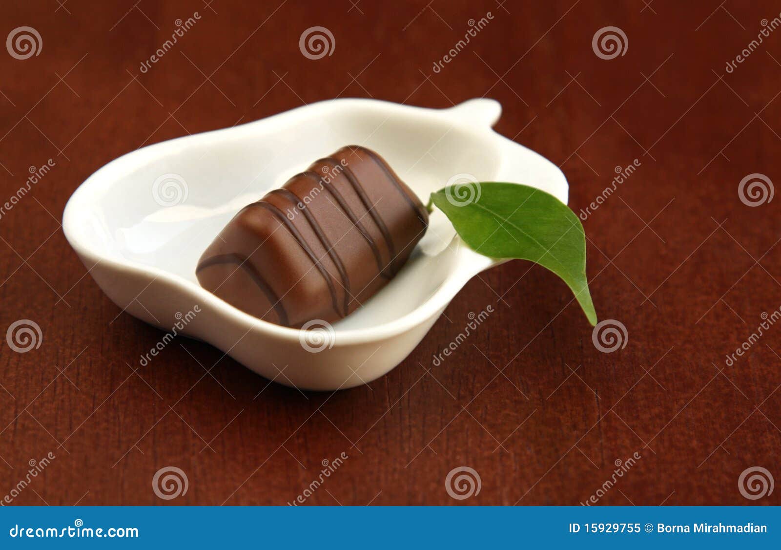 Piece of Chocolate and Green Leaf Stock Image Image of occasion