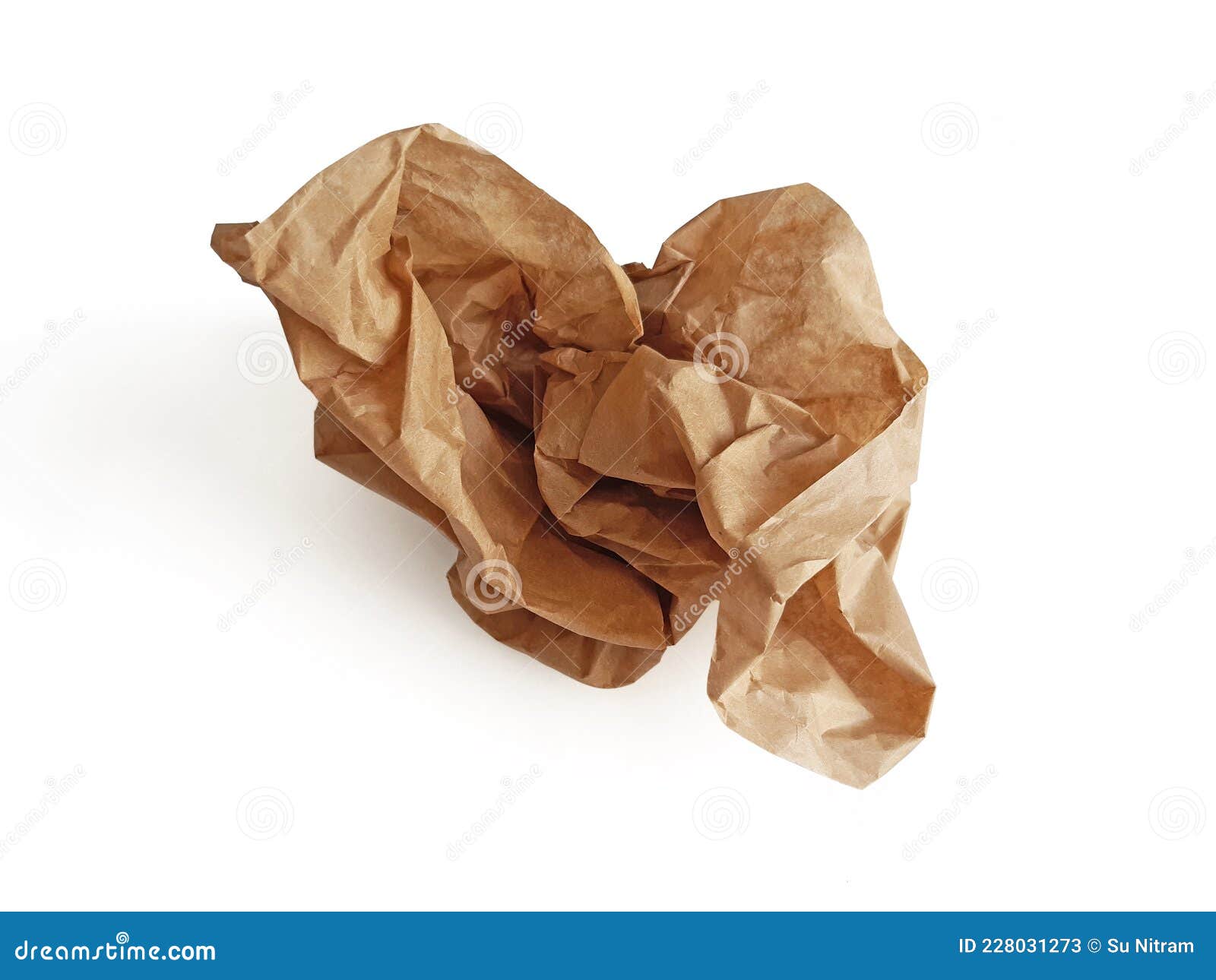 Piece of Crumpled Brown Packing Paper on White Background. Aerial View of  Isolated Kraft Paper Sheet. Protection and Packaging Stock Image - Image of  grunge, crease: 228031273