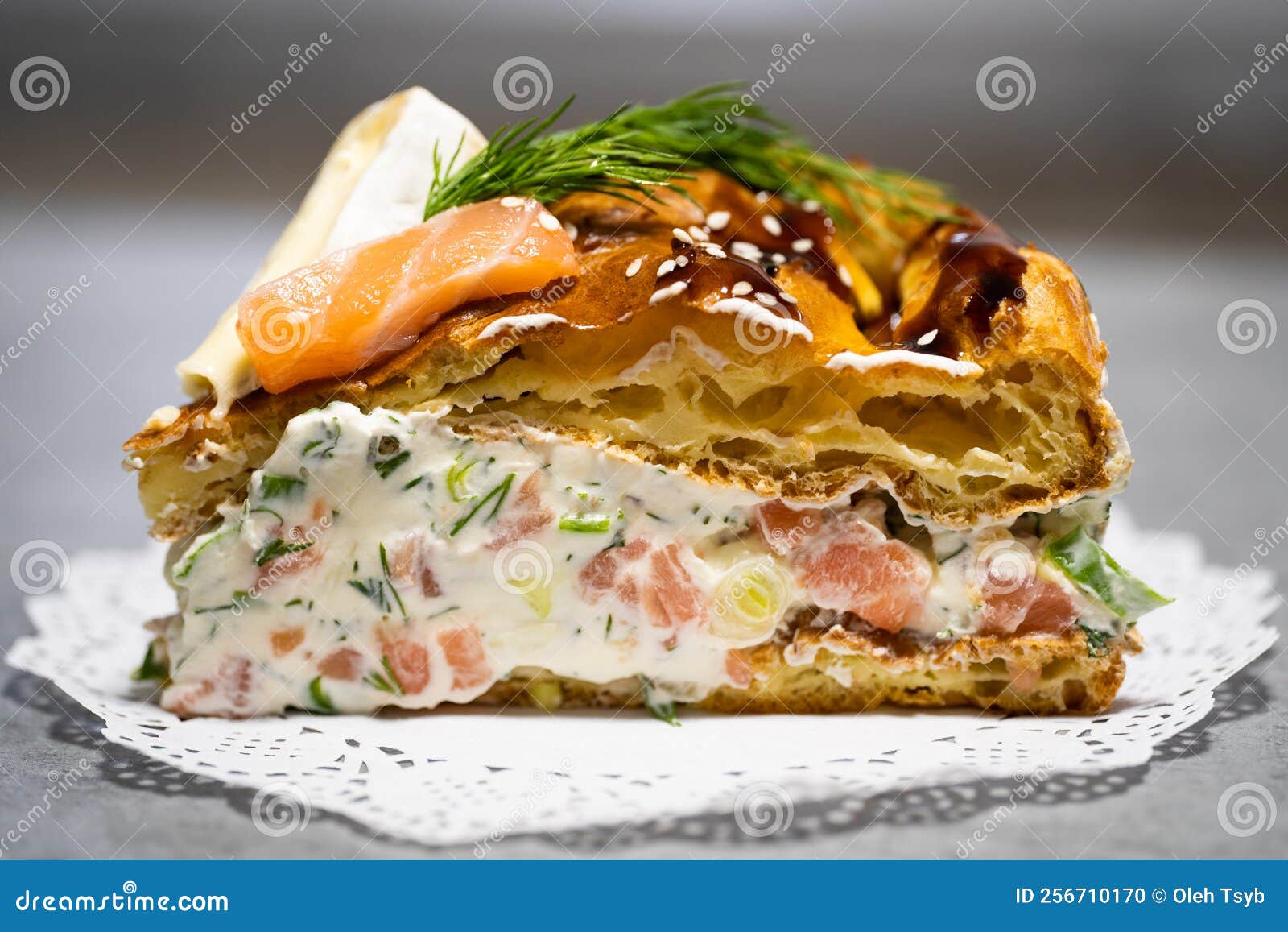 A Piece of Delicious Salmon Pie. Stock Photo Image of crust, fish