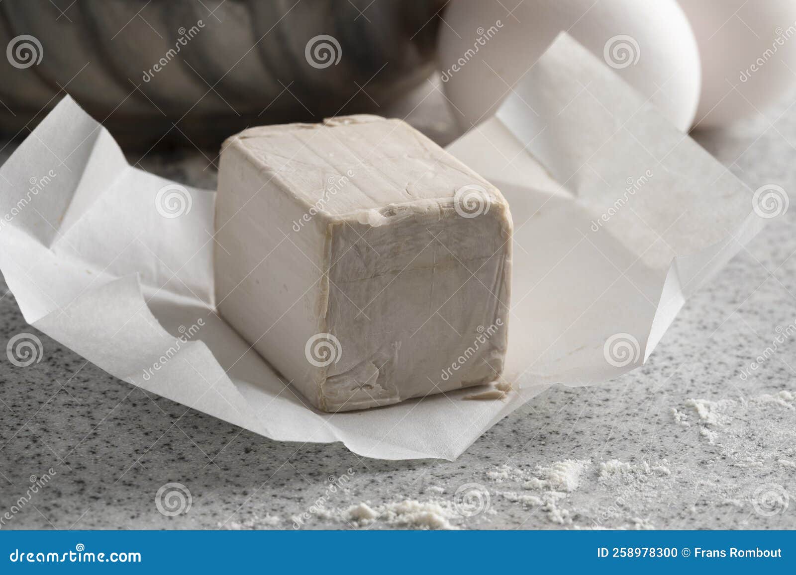 Piece of Fresh Yeast on Package Paper for Baking Stock Photo Image of