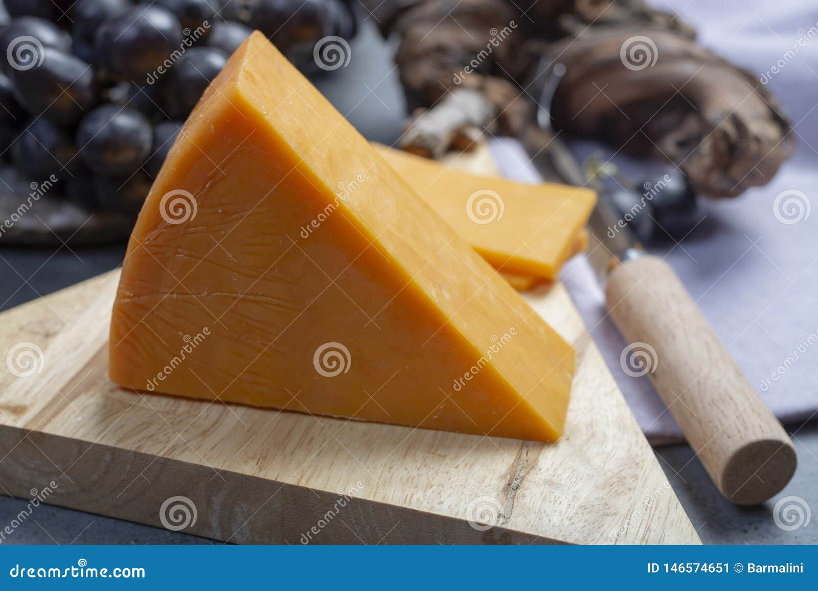 Piece of Hard Orange Cheddar Cheese Close Up Stock Image Image of english, plate 146574651