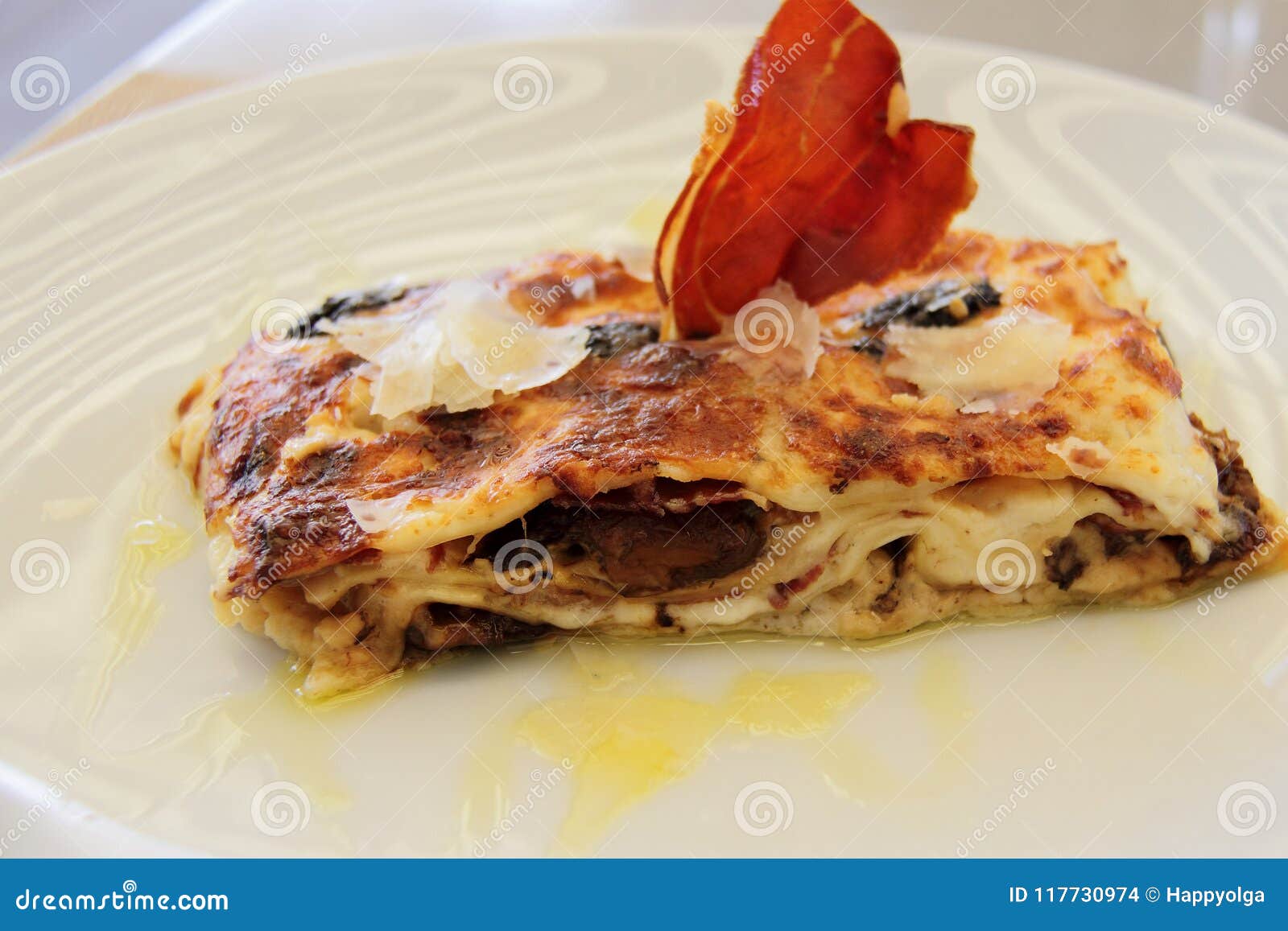 Piece of Lasagna on White Plate Stock Photo Image of dinner, gourmet