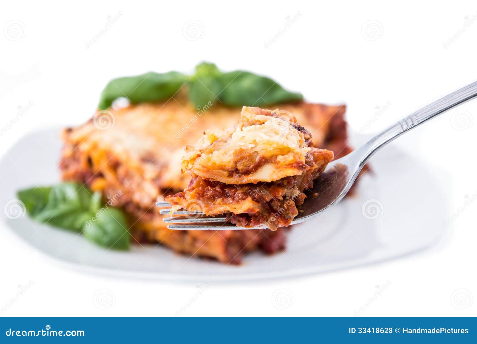 Piece of Lasagne Isolated on White Stock Photo - Image of background ...