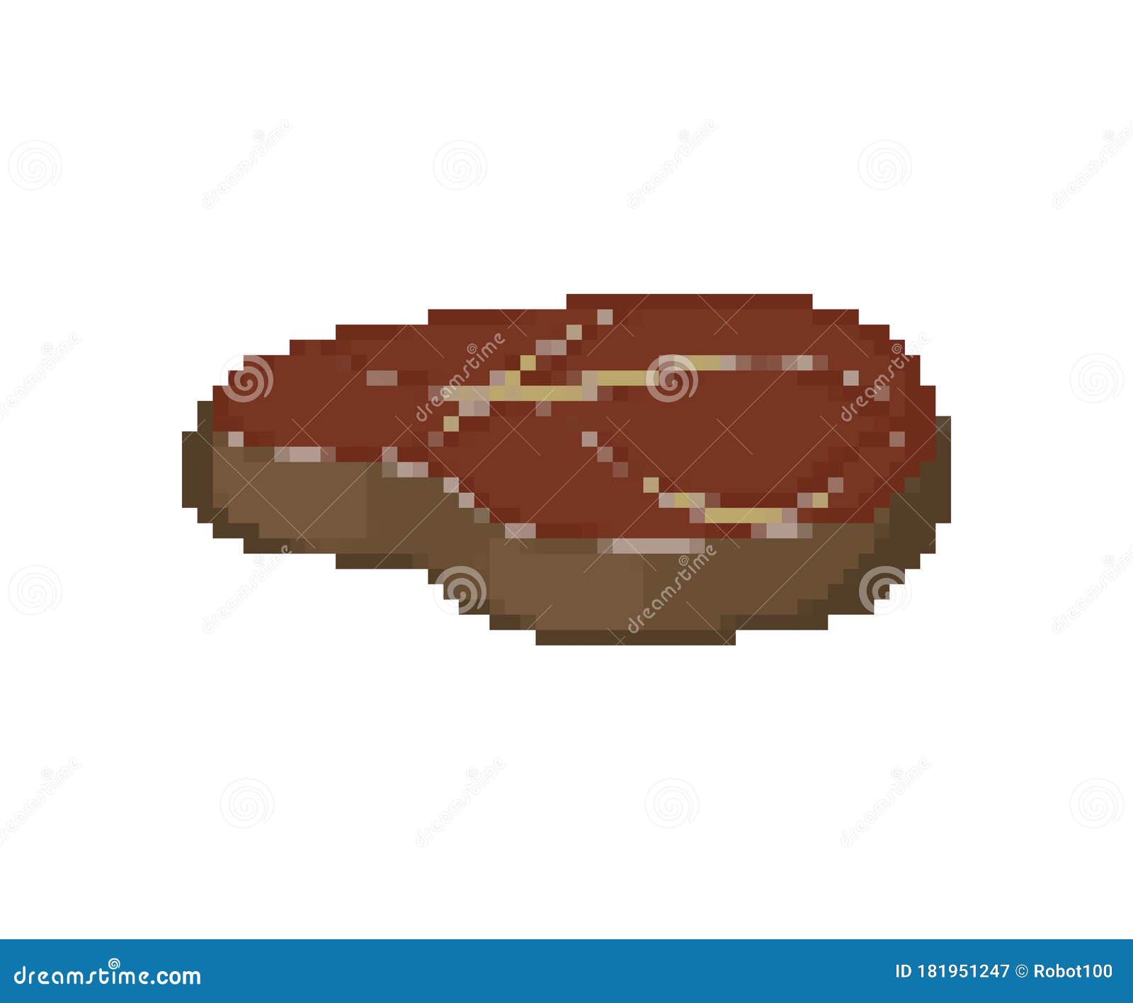 Piece of Meat Pixel Art. Pork 8 Bit. Meat Pixelate Vector Illustration