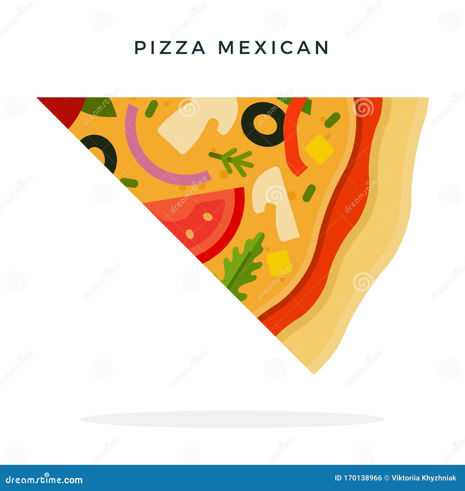 Piece of Mexican Pizza Vector Flat Isolated Stock Vector Illustration of crust, pepper 170138966