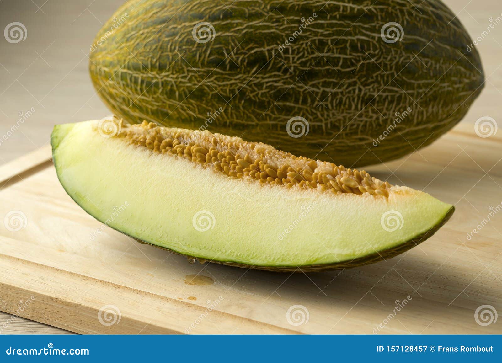 piece of piel de sapo melon close up
