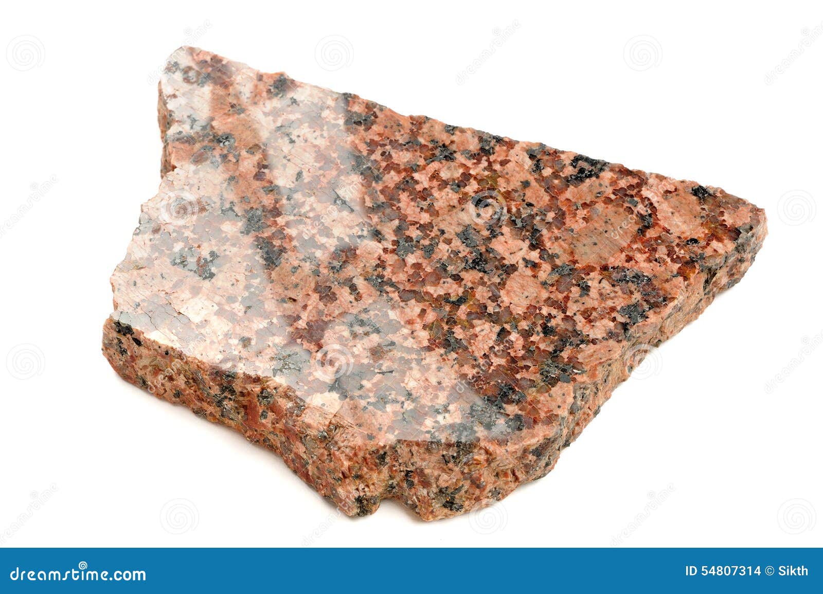 Piece of Polished Granite Isolated on White Background Stock Photo