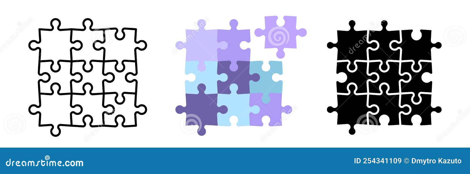 Piece of the Puzzle. Puzzle Icons. Clipart Isolated on a White