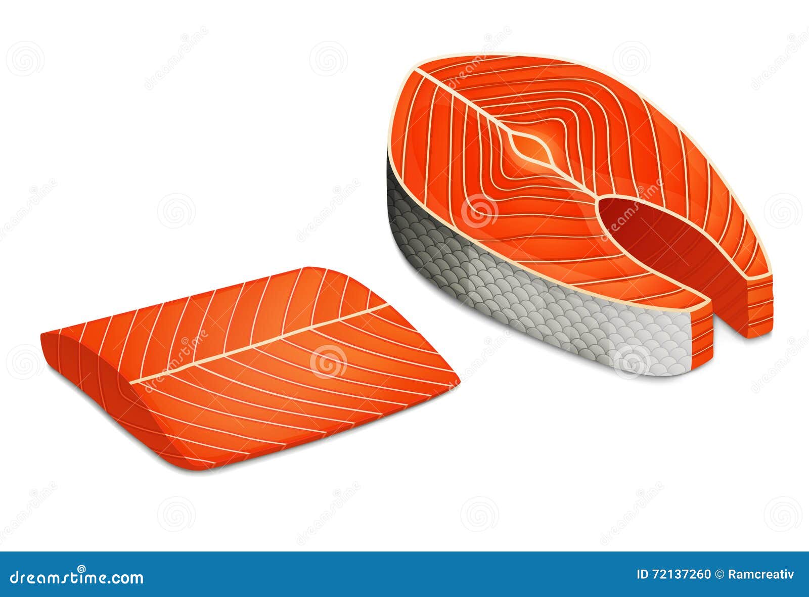 Piece of Salmon Steak, Fillet of Red Fish. Stock Vector - Illustration of  fried, menu: 72137260