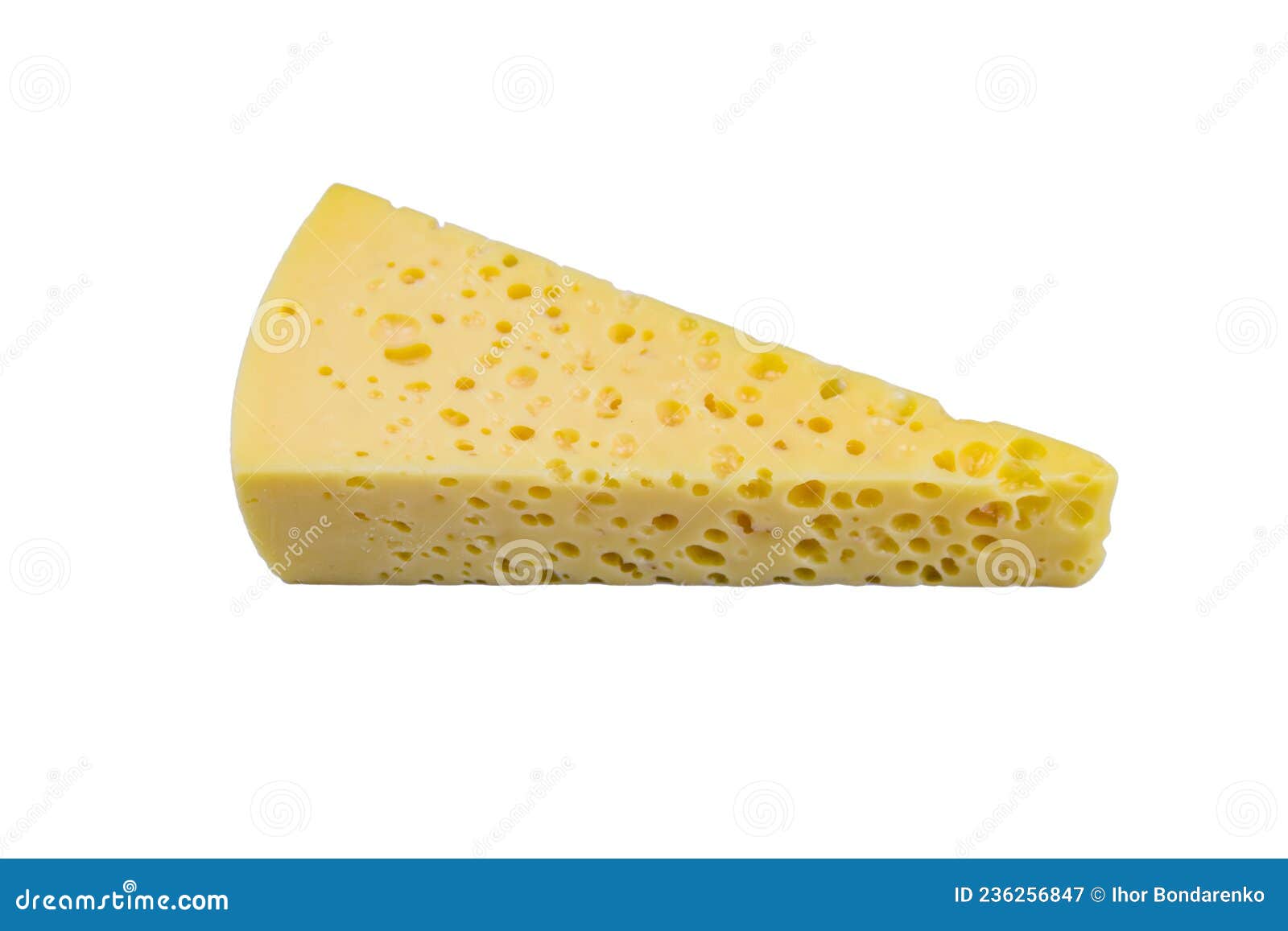 Piece of Swiss Cheese Isolated on a White Background Stock Image