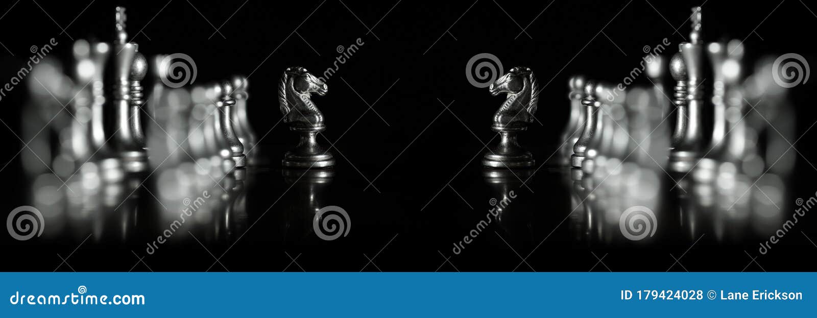 pieces on chess board for playing game and strategy competition face off