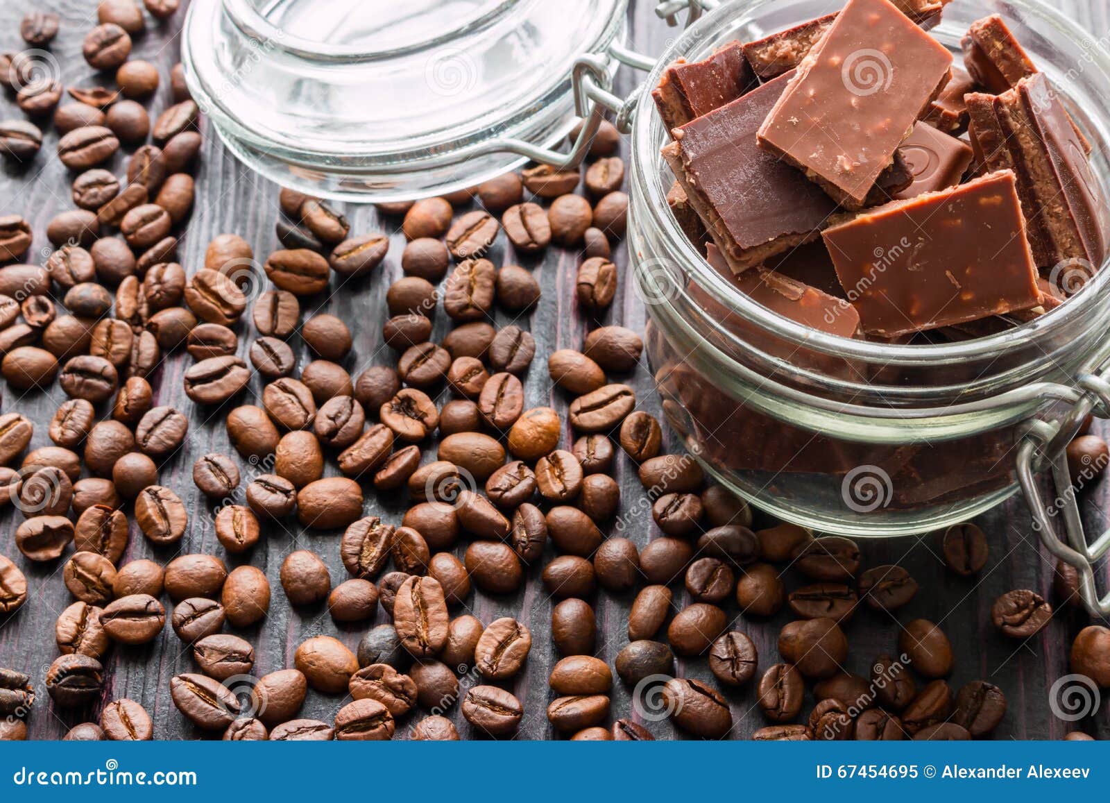 Pieces of Chocolate in a Glass Jar Stock Image - Image of addiction