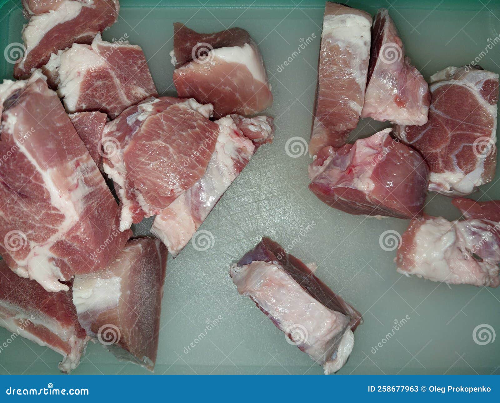 Pieces of Coarsely Chopped Meat Lie on the Table Stock Image Image of