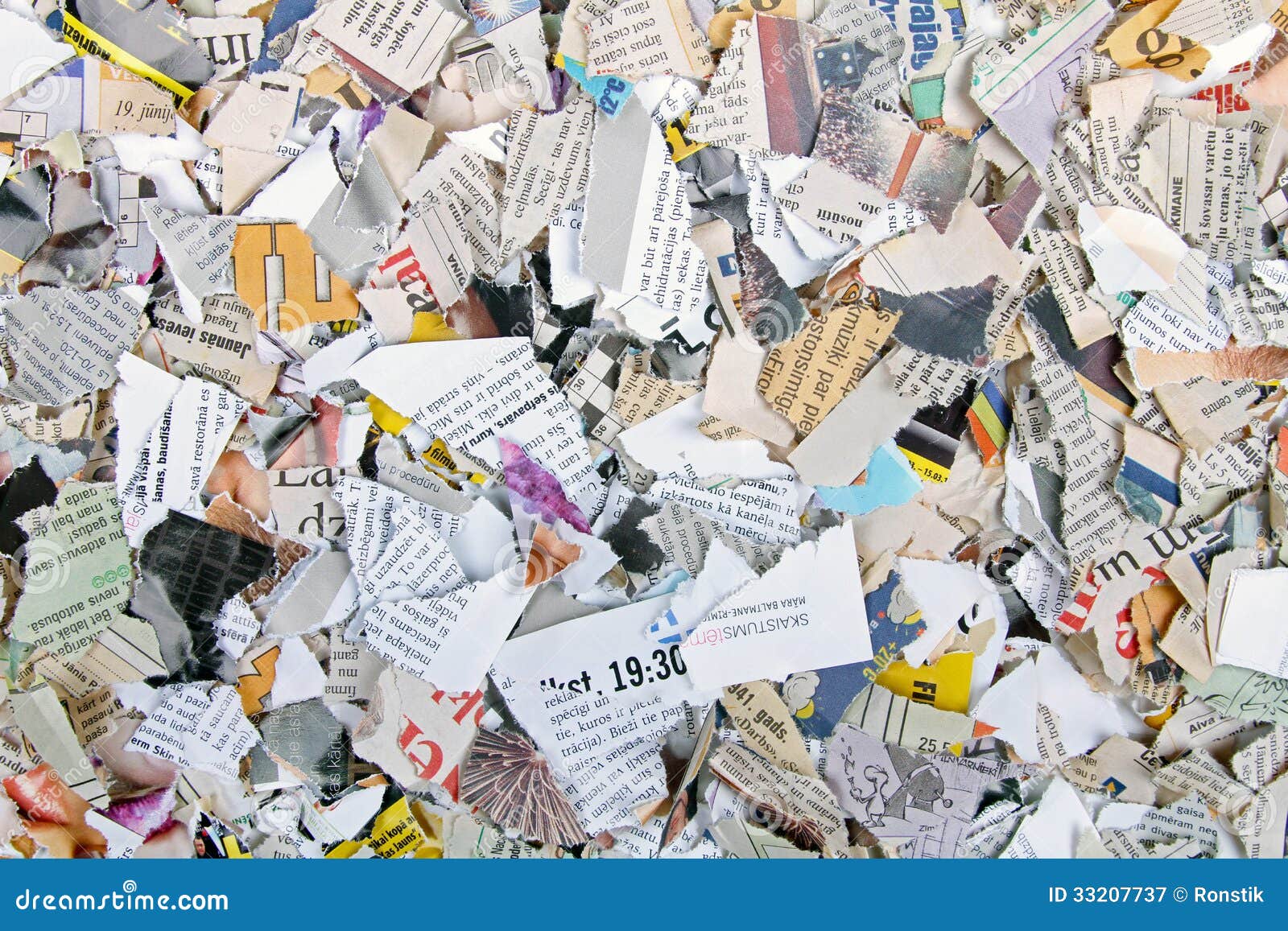 Pieces of Different Torn Newspapers and Magazines Stock Image Image