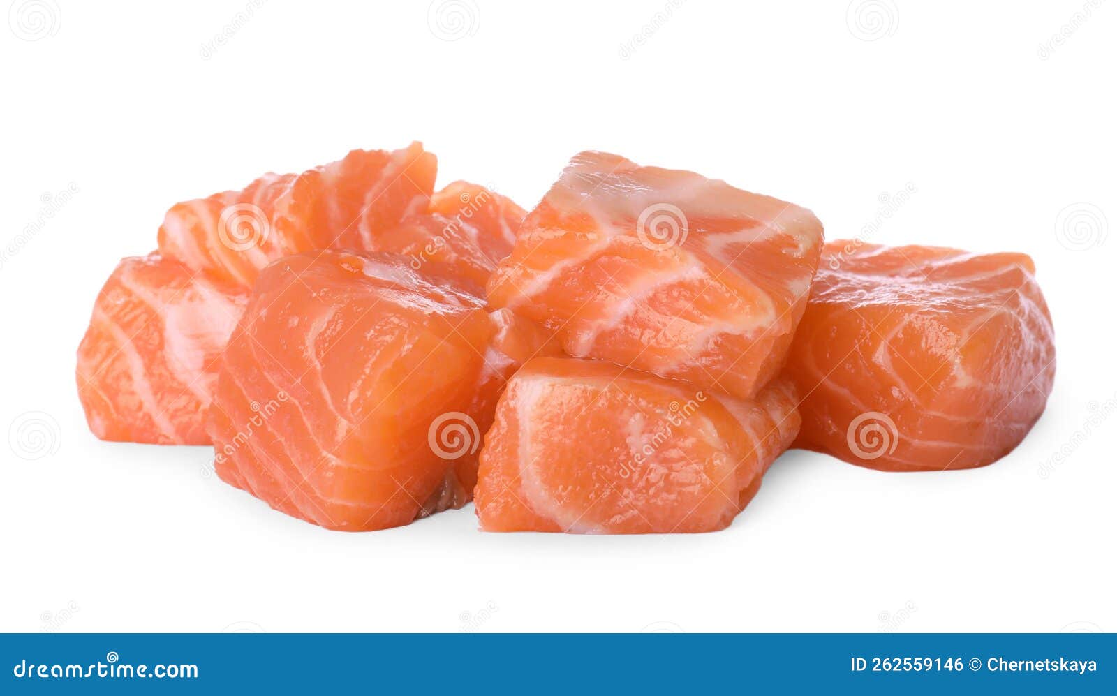 Pieces of Fresh Raw Salmon on White Background Stock Photo Image of