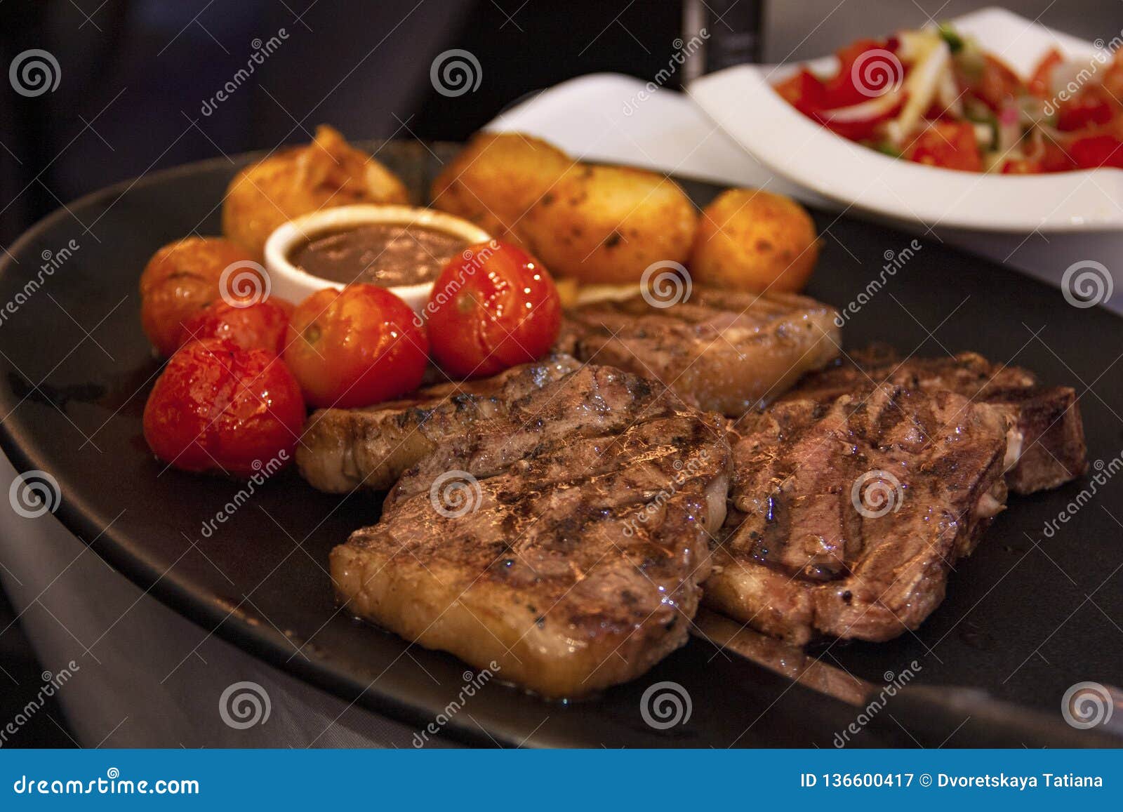 Pieces of Fried Lamb on a Platter Stock Image Image of porcelain