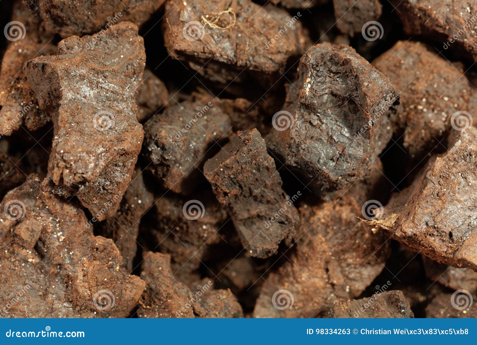Pieces Of Lignite Or Brown Coal From A Mine In Germany. Stock