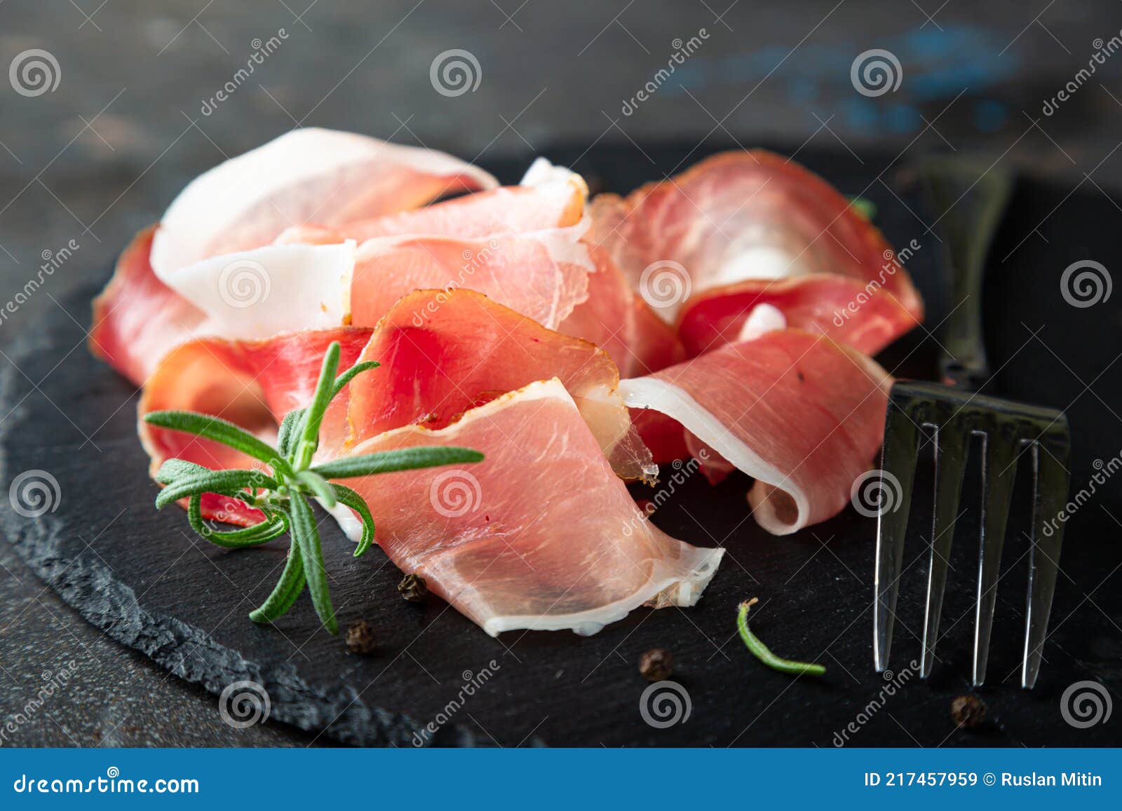 Pieces of Prosciutto or Jamon Close Up Stock Image Image of thin