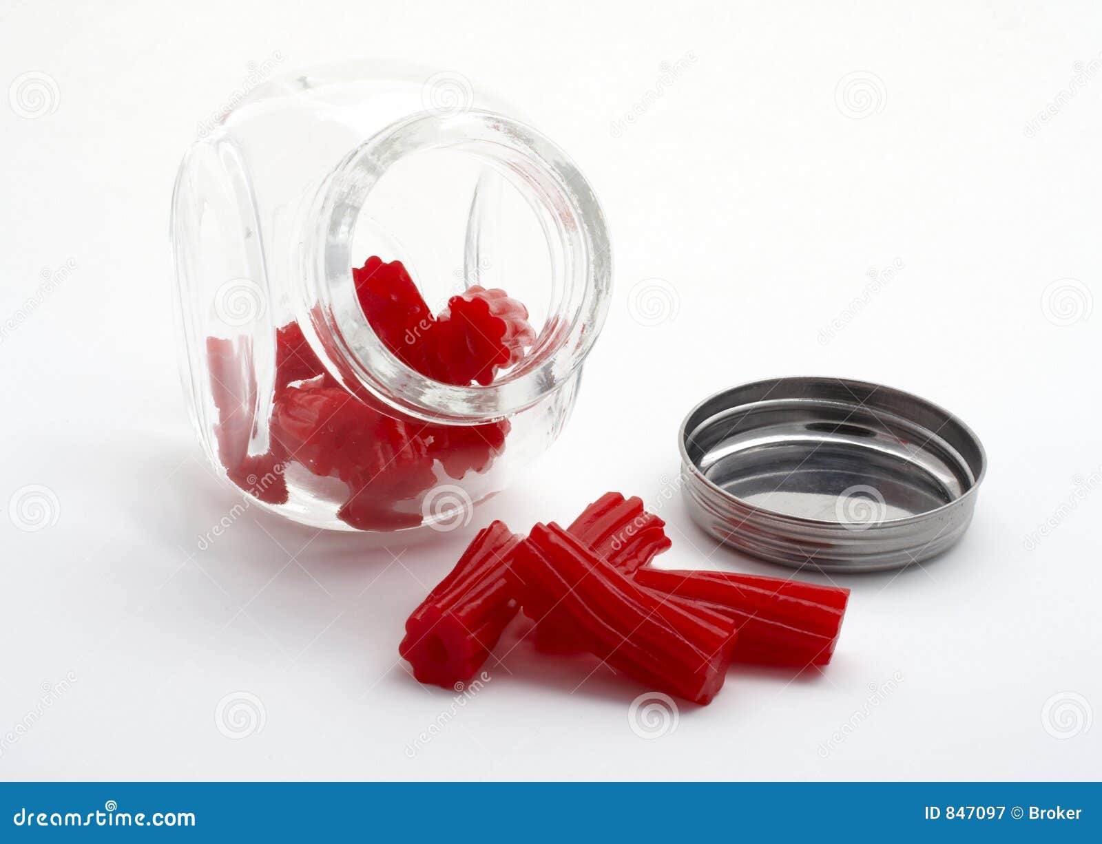 Pieces of Red Licorice on Glass Jar Stock Image Image of childhood