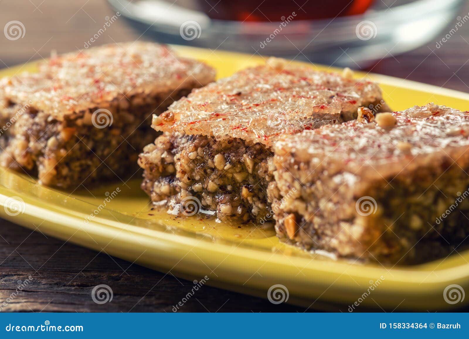 Pieces of Sheki Halva on a Plate Stock Photo Image of dish, ragrant