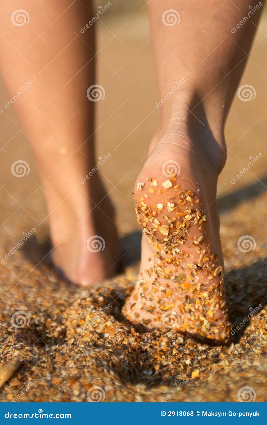 Piedini a Piedi Nudi Della Ragazza Fotografia Stock - Immagine di sabbia,  passo: 2918068