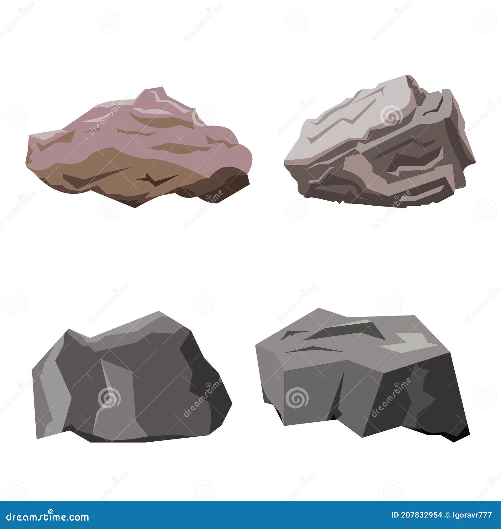 Piedra De Roca Vector De Dibujos Animados En Isométrica 3d Plana Estilo De  Variedad. Conjunto De Diferentes Rocas Y Tonos De Color Ilustración del  Vector - Ilustración de concreto, gris: 207832954