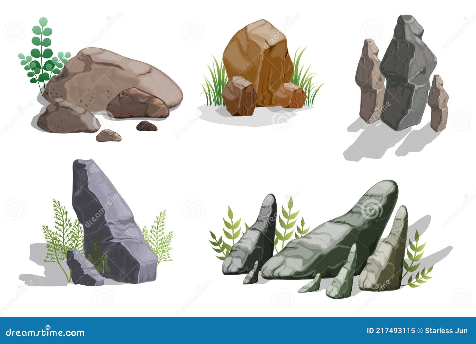 Piedras De Dibujos Animados Conjunto De Diferentes Formas De La Colección  De Roca Vector Naturaleza Elementos De Paisaje Ubicación Ilustración del  Vector - Ilustración de grupo, hierba: 217493115