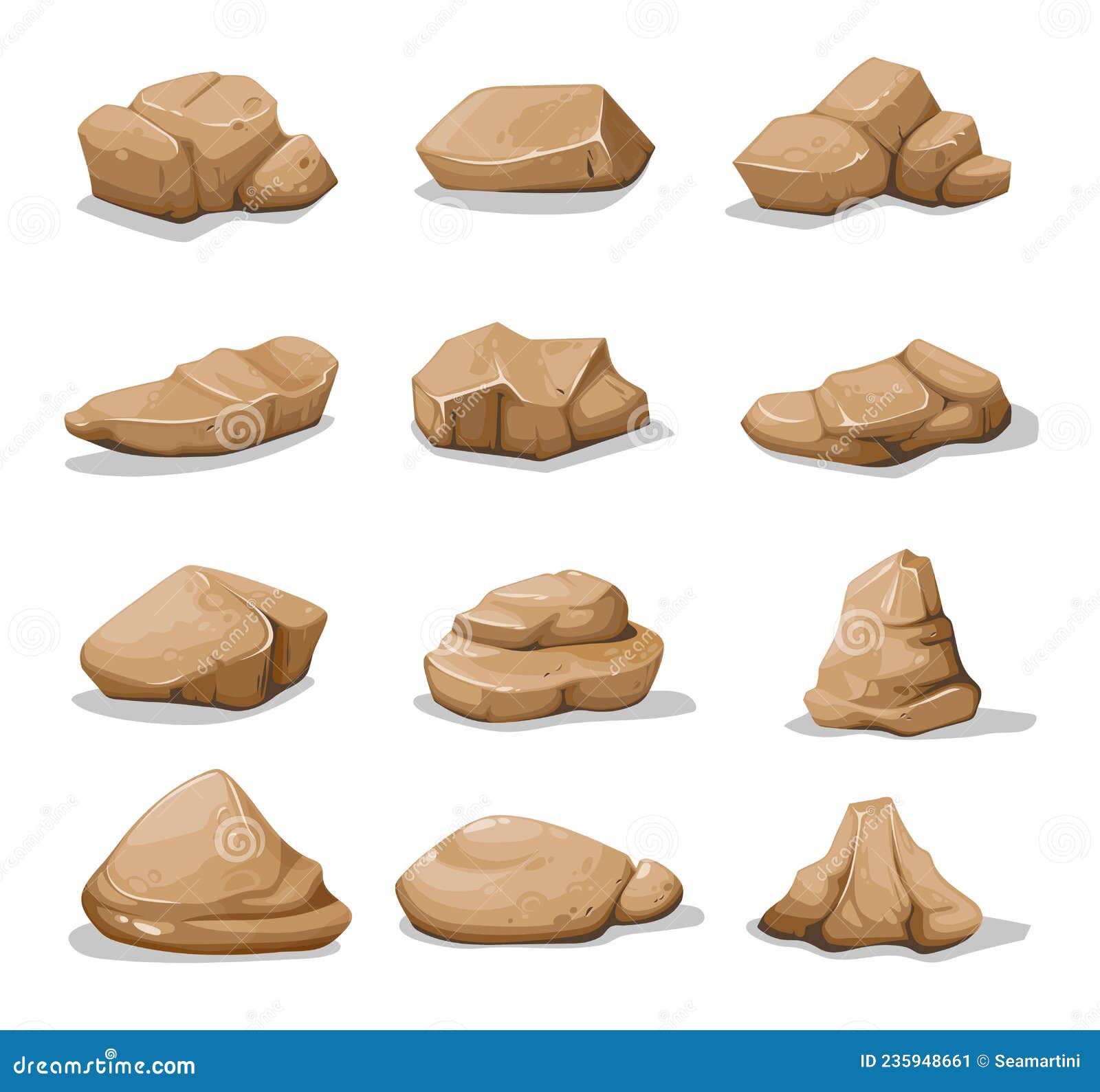 Piedras De Roca Marrón De Dibujos Animados Y Grava De Rocas Ilustración del  Vector - Ilustración de roto, conjunto: 235948661