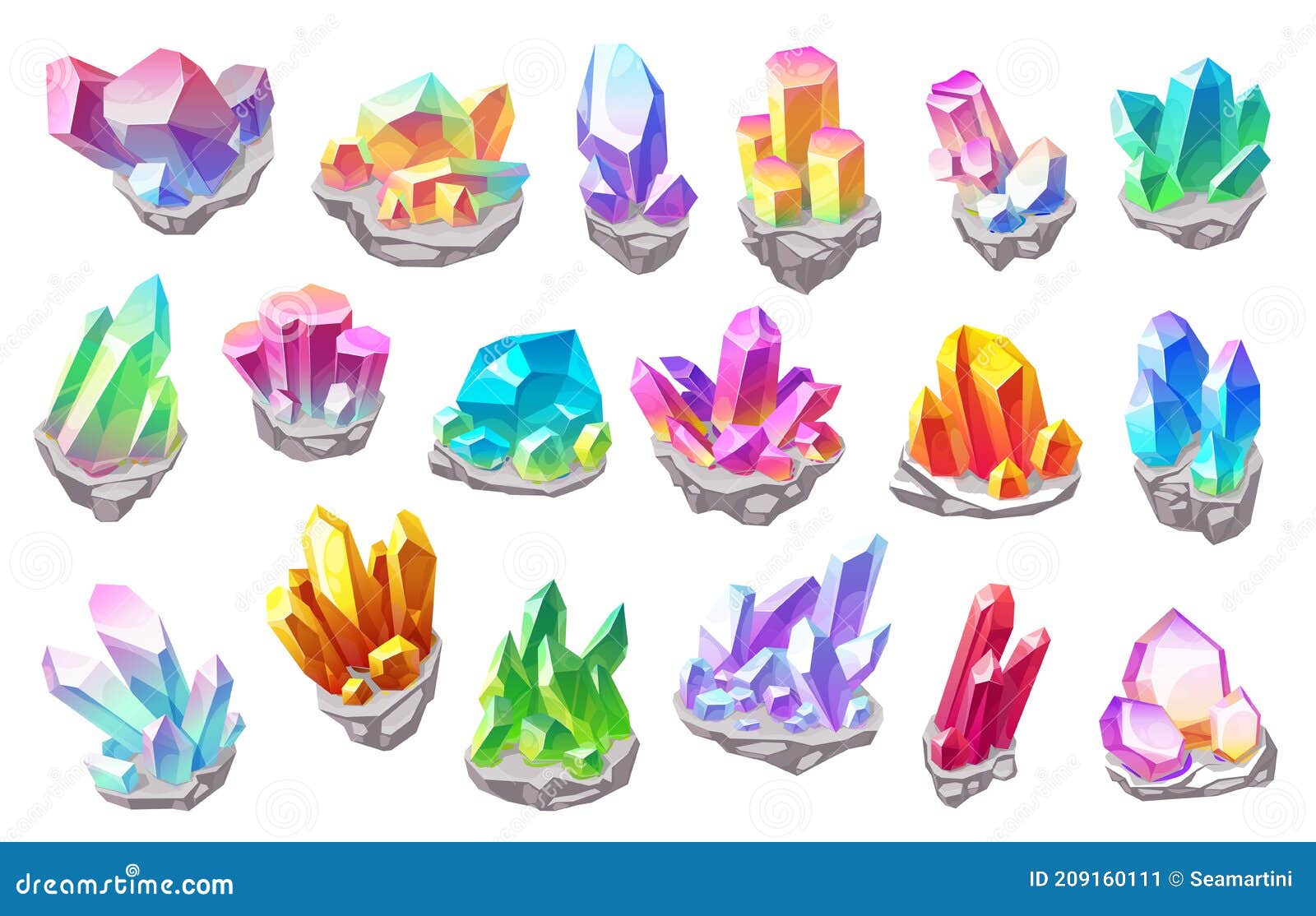 Piedras Mágicas Brillantes Y Juego De Fantasía Ilustración del Vector - Ilustración de preciosamente, diamante: 209160111