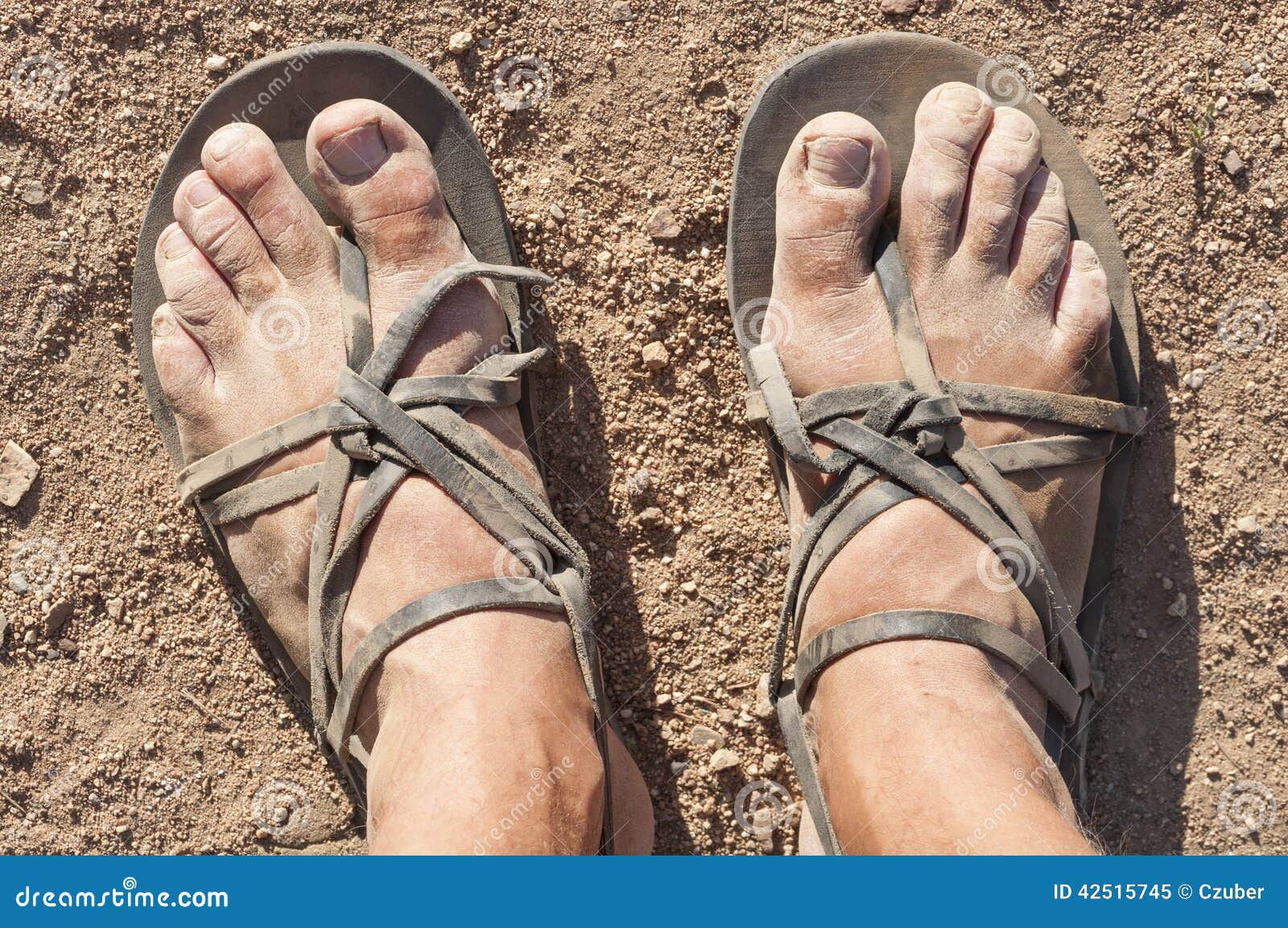Pieds sales en sandales image stock. Image du cuir, modifié 42515745