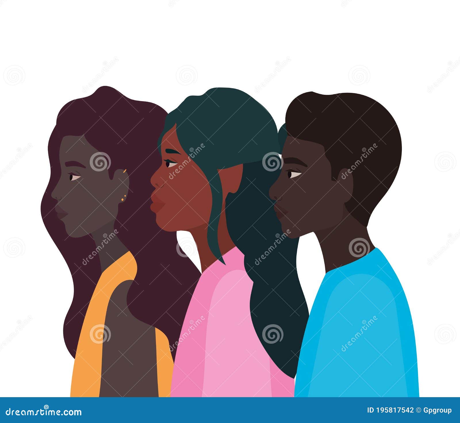 Pieles De Diversidad De Mujeres Negras Y Hombres Dibujos Animados Diseño  Vectorial Ilustración del Vector - Ilustración de sociedad, hombre:  195817542